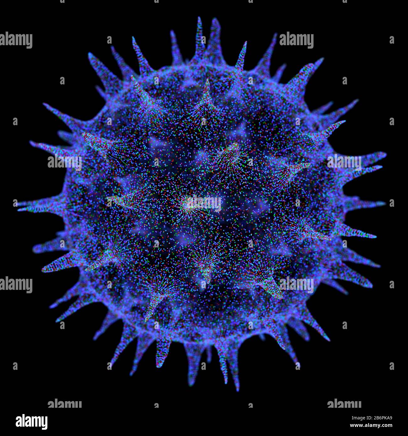 Konzeptioneller Veranschaulichungsvirus. Bild eines Virus, Erreger mit generischer Virusform. 3D-Abbildung. Stockfoto