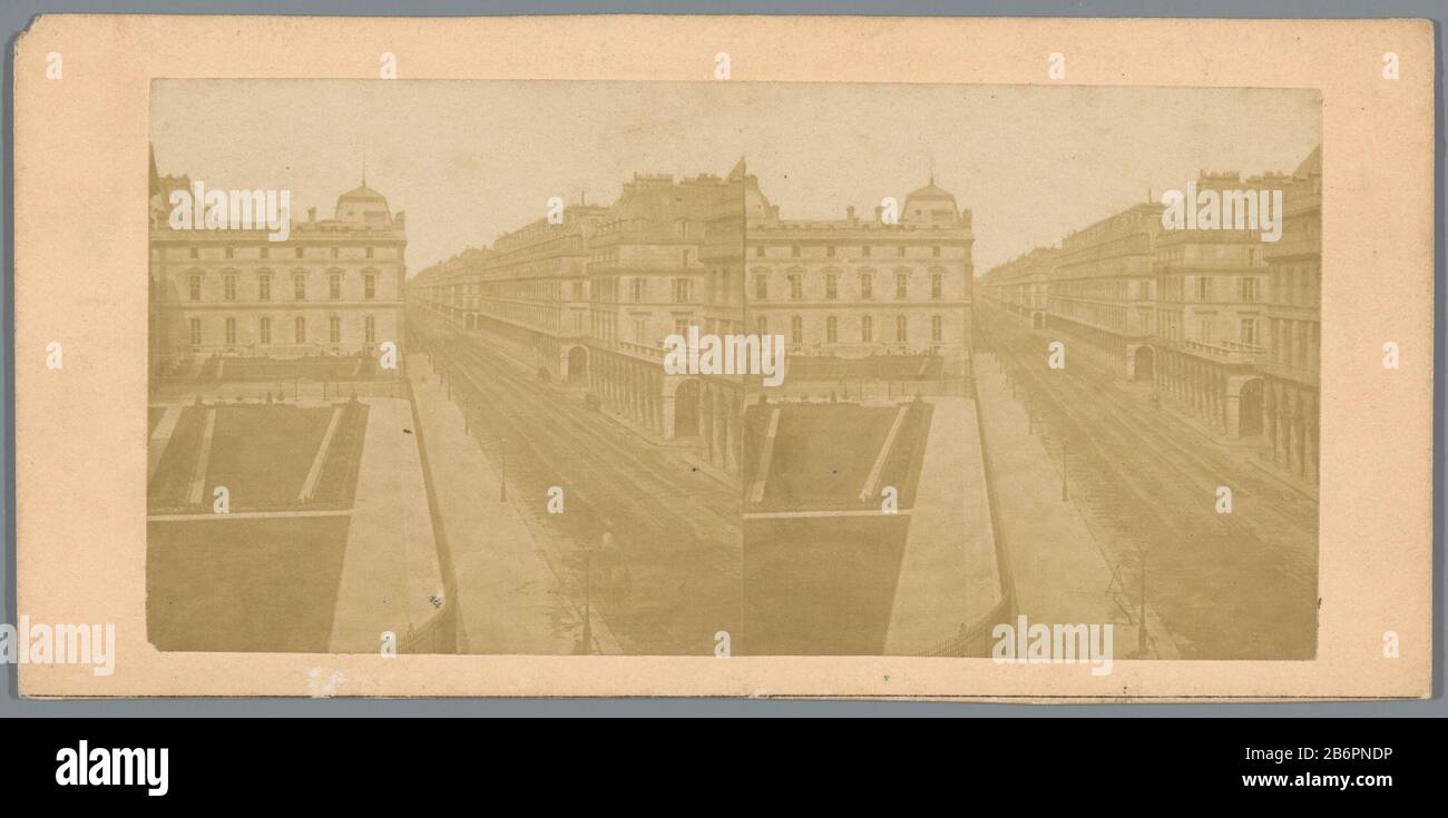 Gezicht op de Rue de Rivoli in Parijs Gezicht op de Rue de Rivoli in Parijs Objekttyp: Stereofoto Objektnummer: RP-F-F05653 Inscriptions/Merken: Opschrift, verso, handgeschreven: "Rue de Rivoli'numer, verso, handgeschreven: 'N. 8.' Hersteller: Fotograaf: AnoniemPlaats Herstellung: Parijs dating: CA. 1850 - ca. Material: Fotopapier karton Techniek: Albuminedruk Abmessungen: Sekundaire drager: H 83 mm × b 173 mm Betreff: Straße Stockfoto