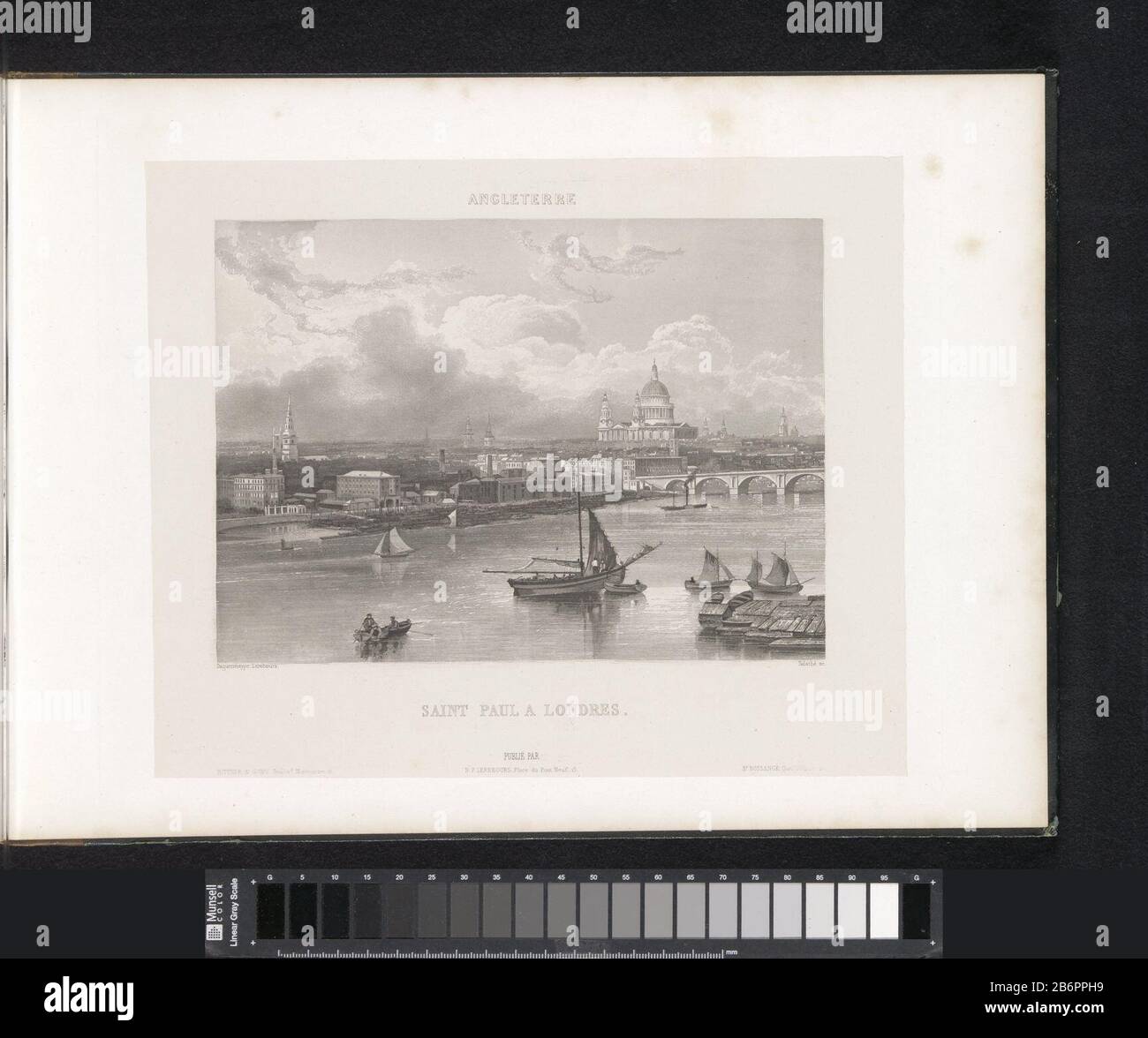 Gezicht op de Theems te Londen Saint Paul a Londres (titel op object) Angleterre (serietitel) Gezicht op de Theems te LondenSaint Paul a Londres (titel op object)Angleterre (serietitel) Objekttyp: Prent bladzijde Objectnummer: RP-F-2001-7-1540-4 to "merrectner", P. Lerebours Place du Pont Neuf 15'opschrift, recto, gedrunkt: "HR. Bossance Quai Voltaire 11' Hersteller : Hersteller: Friedrich Salathé (vermeld op object)naar tekening van: Anoniemnaar Foto van: Noël Marie Paymal Lerebours (ver Stockfoto