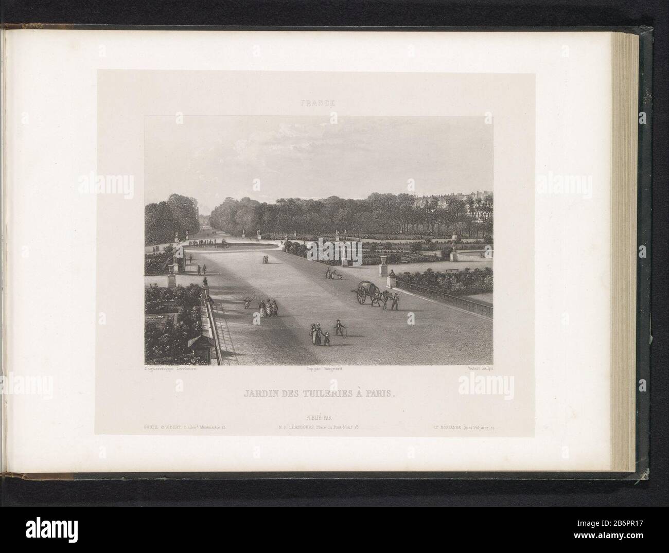 Blick auf die Tuileries Gärten in Paris Jardin des Tuileries à Paris (Titelobjekt) Frankreich (Serientitel) Immobilientyp: Seite drucken Artikelnummer: RP-F 2001-7-1540-45 Aufschriften / Marken: Beschriftung, Nachdruck: "Rittner & Goupil Boulevd Montmartre 15'ophrift, Nachschrift, gedruckt:" NP Lerebours Place du Pont, 15. Bossance Quai Voltaire 11' Hersteller : Druckerhersteller: Webert (denkmalgeschütztes Eigentum) zum Zeichnen: Anonym auf Bildern von Noël Marie Paymal Lerebours (denkmalgeschütztes Gebäude) Drucker: Bougeard (denkmalgeschütztes Gebäude) Herausgeber: Noël Marie Paymal Lerebours (denkmalgeschütztes Objekt) Stockfoto