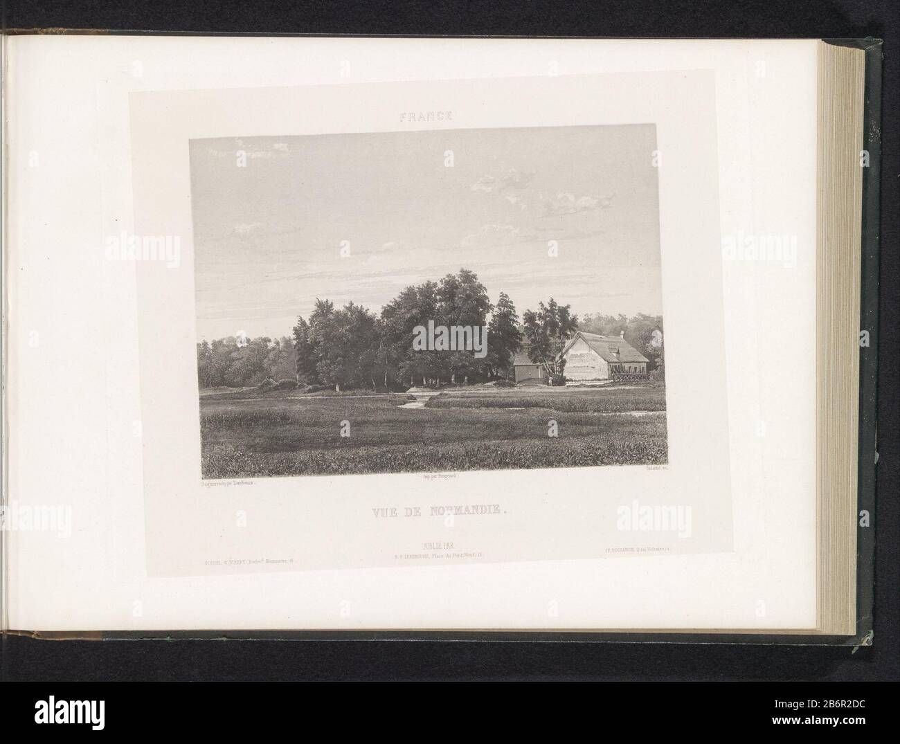 Blick auf einen Bauernhof zu NormandiëVue de Normandie (Titelobjekt) Frankreich (Serientitel) Immobilientyp: Seite drucken Artikelnummer: RP-F 2001-7-1540-38 Aufschriften / Marken: Beschriftung, Nachzeichnung, gedruckt: "Rittner & Goupil Boulevd Montmartre 15'ophrift, nachgelesen, gedruckt:" NP Lerebours Place du Pont Neureck'ophrift, gedruckt zu "HR". Bossance Quai Voltaire 11' Hersteller : Druckerhersteller: Friedrich Salathé (denkmalgeschütztes Eigentum) zum Zeichnen: Anonym auf Bildern von Noël Marie Paymal Lerebours (denkmalgeschütztes Gebäude) Drucker: Bougeard (denkmalgeschütztes Gebäude) Herausgeber: Noël Marie Paymal Lerebours (denkmalgeschütztes Objekt) Herausgeber Stockfoto