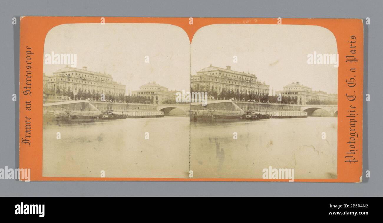 Gezicht op een kade langs de seine te Parijs France au Stereoscope (serietitel) Blick auf ein Dock entlang der seine in Paris Frankreich au Stereoscope (Serientitel) Eigenschaft Typ: Stereobilie Artikelnummer: RP-F05158 Aufschriften / Marken: Inschrift-Verso, handschriftlich, "Une des theatres du Chatelet du Lyrique" Hersteller-Schöpfer: Fotograf: Charles GérardPlaats Herstellung: Paris Datum: CA. 1850 - ca. 1875 Material: Pappe Papiertechnik: Albumin Druckabmessungen: Sekundärmedium: H 85mm × W 170 mm Betreff: Quayriver Stockfoto