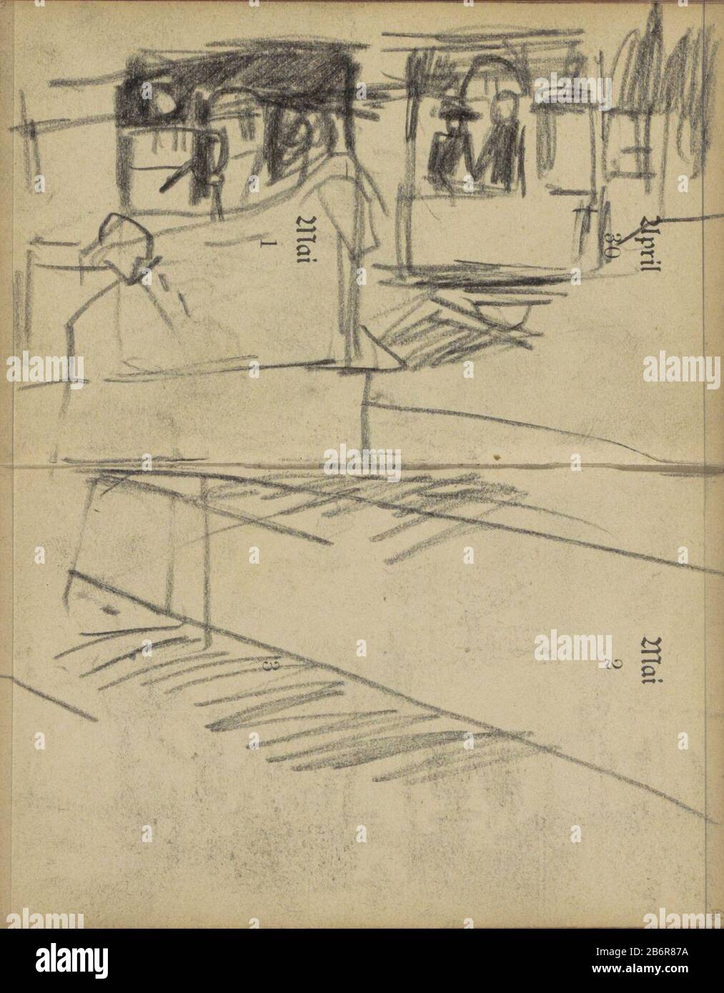 Das Hotel liegt in der Nähe von Plein, in der Nähe von Paardentrams, Dem Dam Platz in Amsterdam. Vor einer Frau mit Pferd. Seite 65 und Seite 66 eines "gefällt mir"-Buches verwendeten Agenda 80 bladen. Hersteller : Künstler George Hendrik Breitner Ort Herstellung: Amsterdam Datum: 1893 Körperliche Merkmale: Schwarzes Kreidematerial: Papierkreide Thema: Pferdefleiß, Omnibus, Pferdestraßenbahnplatz, Ort, Zirkus usw. Erwachsene Frau Stockfoto