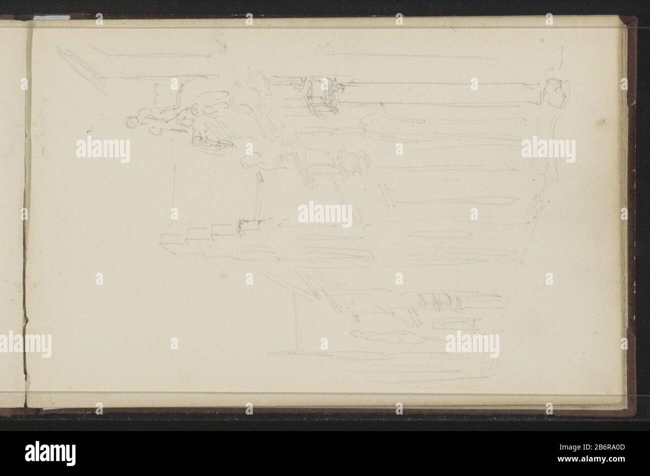Gezicht op gebouwen in Leiden Gebäudeansicht in Leiden. Blatt 5 aus einem Skizzenbuch mit 39 Blättern, teilweise in Ulm und Leiden gefertigt. Hersteller: Künstler: Cornelis Springer Herstellung: Leiden Datum: CA. 1869 - ca. 1871 Körperliche Merkmale: Bleistift-Material: Papier Thema Bleistift: Städtische Wohnstraße wo: Blei Stockfoto