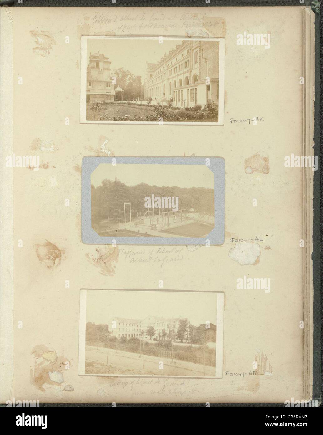 Teil des Memorial Albums of Roman Catholic Clusy Cases während der Kommune Parijs. Hersteller : Fotograf: Anonymer Ort Herstellung: Arcueil dating: In oder nach 1871 - ca. 1900 Physische Merkmale: Albumindruckmaterial: Papierpapier-Pappe-Technik: Albumin Druckgrößen von Carte-de-visite: H 62 mm × W 105 mm Betreff: Bauuniversität, College Paris commune (1871) Wo: Arcueil Stockfoto