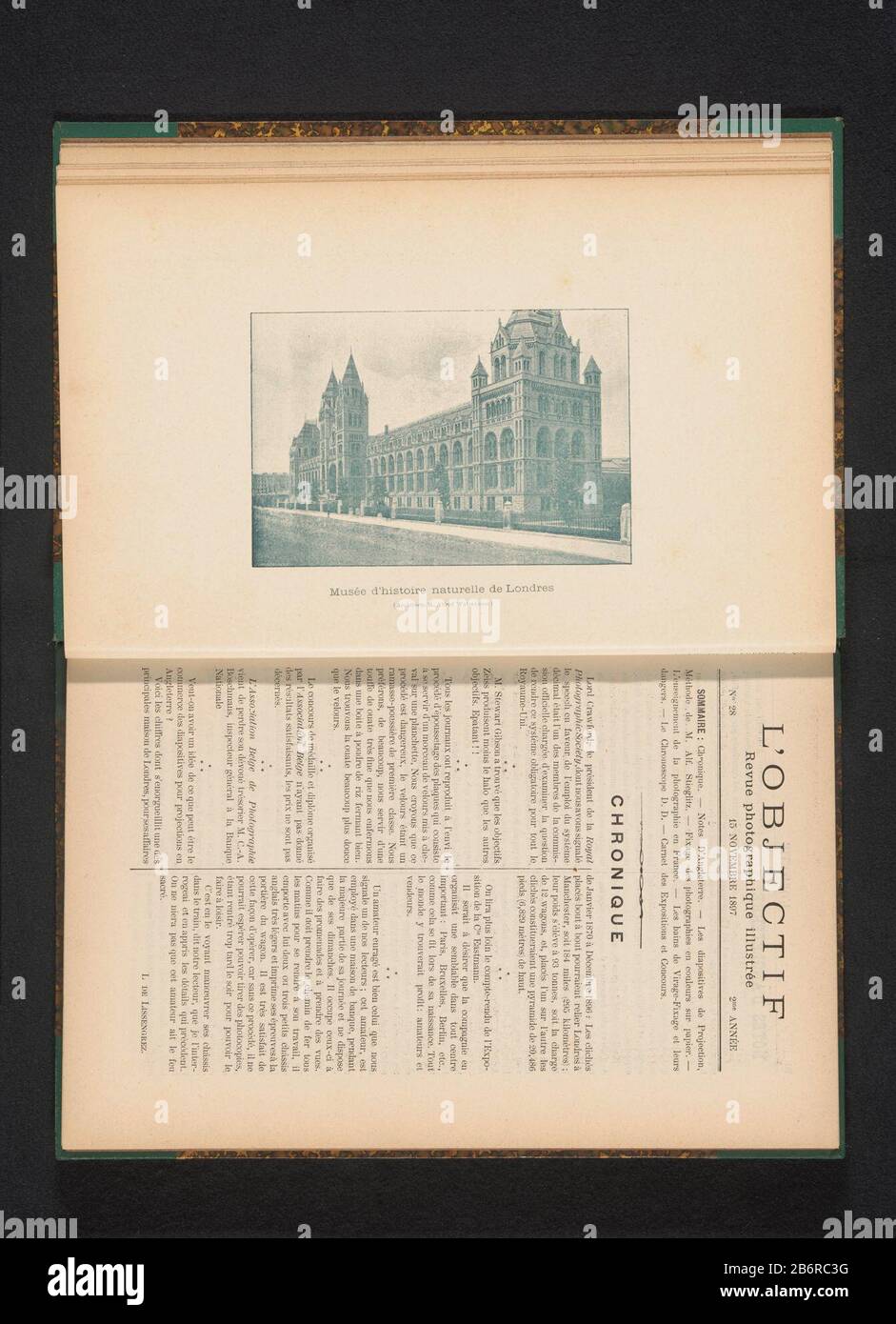 Blick auf das Naturhistorische Museum im LondenMusée d'histoire naturelle de Londres (Titelobjekt) Objektart: Fotomechanischer Druck Seite Artikelnummer: RP-F 2001-7-1287-4 Aufschriften/Marken: Beschriftung, Nachdruck: 'L'Lens, 15 novembre 1897'opschrift, recto, gedruckt: 'Architekt Alfred M. Waterhouse' (Hersteller: Malvaux): Herstellung: London) CA. - oder für 1900 Material: Papiertechnik: Autotypie-Abmessungen: Druck: H 87 mm × W 129 mmToelichtingPrent Vorderseite 25. Betrifft: Dauerausstellung, Museum façade (oder Haus oder Gebäude) Wo: Stockfoto