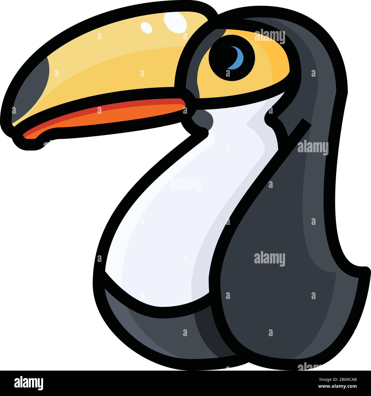 Schwarzer großer Vogel, Abbildung, Vektor auf weißem Hintergrund. Stock Vektor