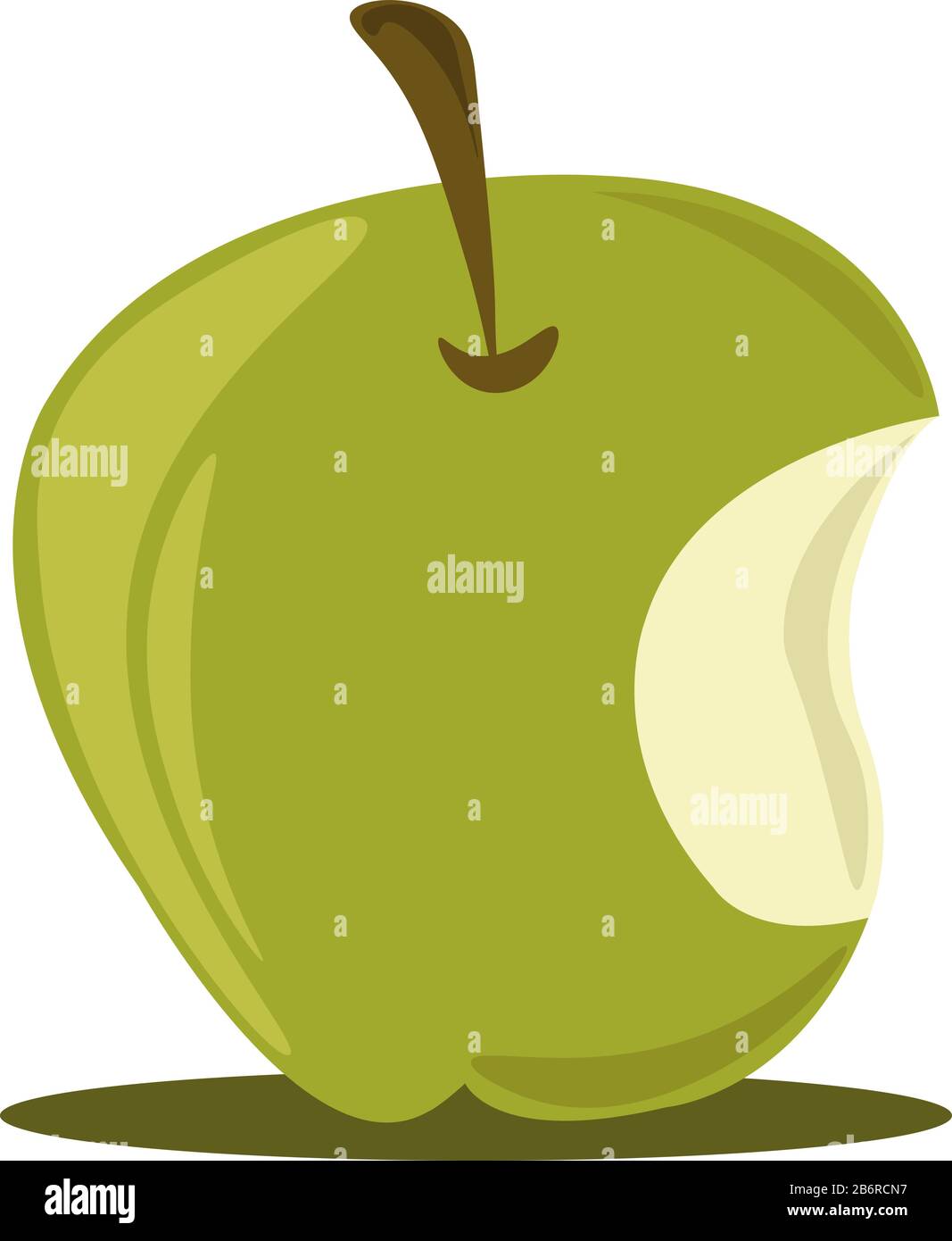 Gebissen grüner apfel, Abbildung, Vektor auf weißem Hintergrund. Stock Vektor