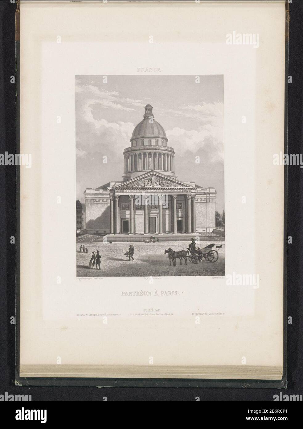 Blick auf das Panthéon nach ParijsPanthéon à Paris (Titelobjekt) Frankreich (Serientitel) Immobilientyp: Seite drucken Artikelnummer: RP-F 2001-7-1540-48 Aufschriften / Marken: Umschrift, Nachschrift, gedruckt: "Rittner & Goupil Boulevd Montmartre 15'opschrift, Nachschrift, gedruckt:" NP Lerebours Place du Pont, 15. Bossance Quai Voltaire 11' Hersteller : Druckerhersteller: Martens (denkmalgeschütztes Eigentum) zum Zeichnen: Anonym auf Bildern von Noël Marie Paymal Lerebours (denkmalgeschütztes Gebäude) Drucker: Pierre Henry Sauniée (denkmalgeschütztes Gebäude) Herausgeber: Noël Marie Paymal Lerebours (denkmalgeschütztes Objekt) Bearbeiten Stockfoto