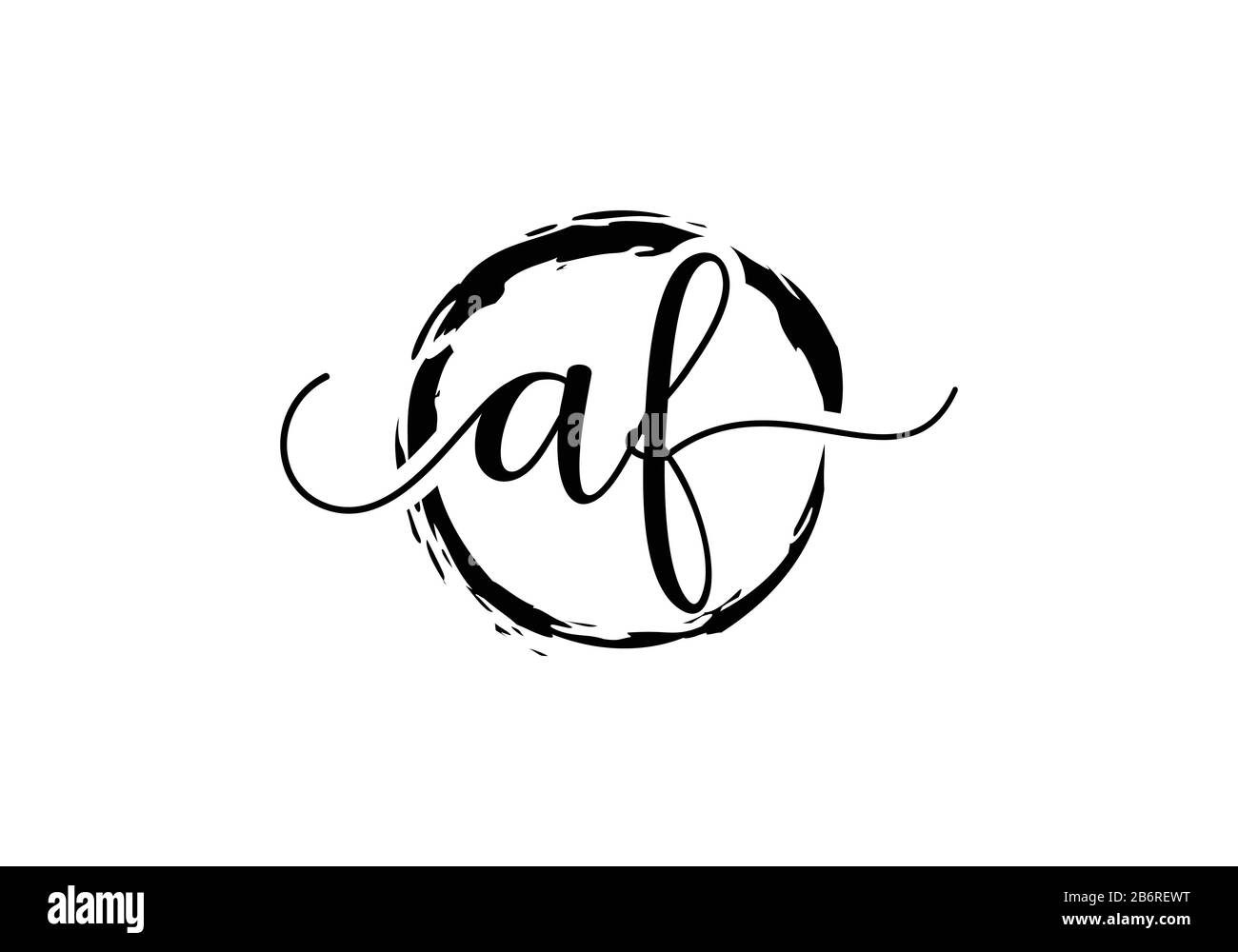 Erstes Handschrifterlogo mit Pinsel-Kreis. Handschriftliches Logo für Mode, Team, Hochzeit, Luxus-Logo. Stock Vektor