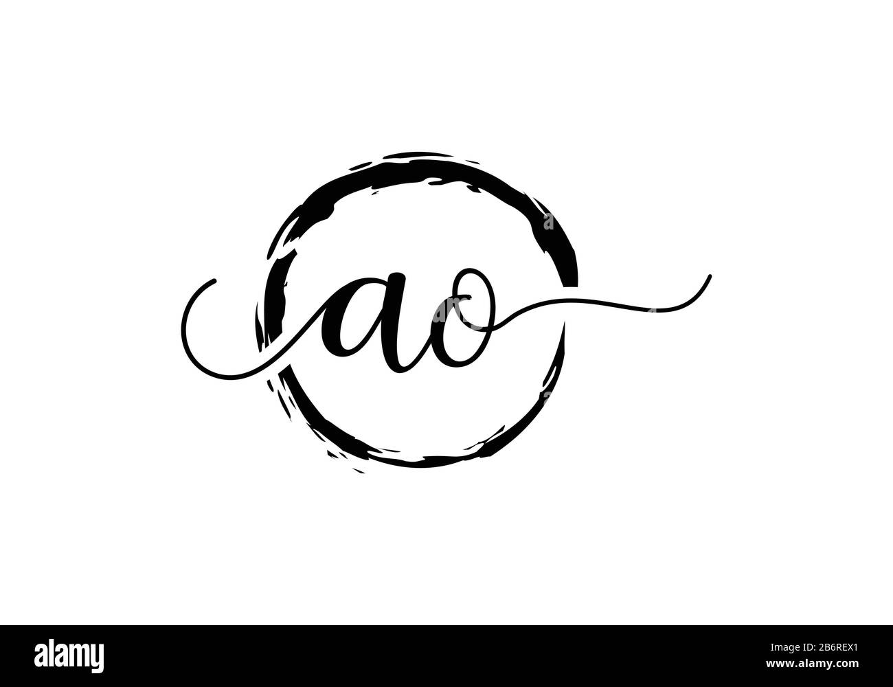 Erstes Handschrifterlogo mit Pinsel-Kreis. Handschriftliches Logo für Mode, Team, Hochzeit, Luxus-Logo. Stock Vektor