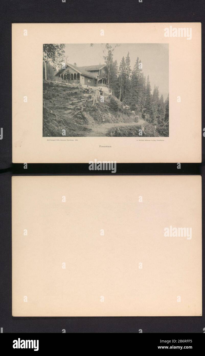 Gezicht op het Restaurant Fossestuen bij de waterval Nedre Leirfoss bij Trondheim Fossestuen (titel op object) Ansicht des Fossestuen-Restaurants am Wasserfall bei Nedre Leirfoss TrondheimFossestuen (title object) Objekttyp: Fotomechanische Druckseite Artikelnummer: RP-F 2001-7-743-10 Hersteller: Dreesen (verlage: Verlegerin: Verlegerin: Verlegerin: Verlegerin: Verlegerin: Verlegerin: Verlegerin A. Holbaek-Eriksen (Listed Property) Herstellung: Hersteller: Sør-Trøndelaguitgever: Trondheim dating: CA. - oder für das Material von 1897: Papiertechnik: Lichtdruckmessungen: Aufgedruckt: H 161 mm × W 219 mm Betreff: Restaurantpavem Stockfoto