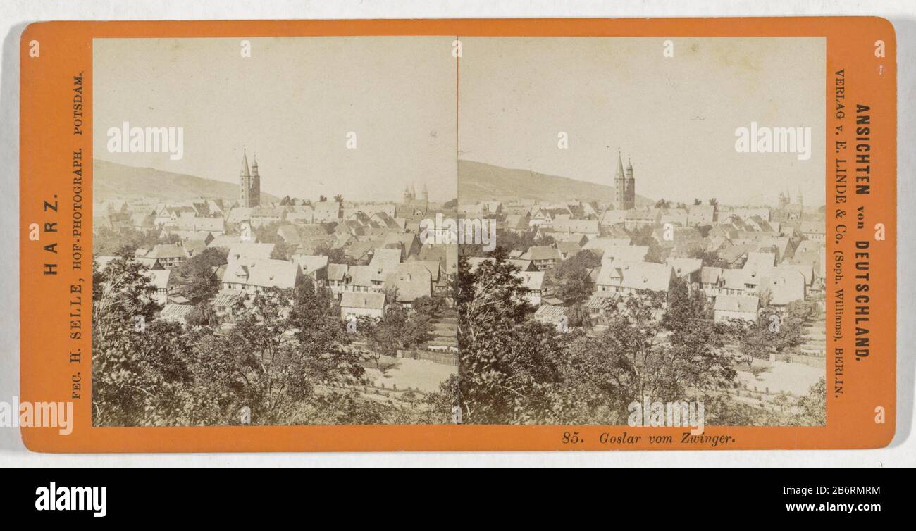 Goslar, gezien vanaf de Zwinger Goslar vom Zwinger (titel op object) Ansichten von Deutschland Harz (serietitel op object) Goslar, vom ZwingerGoslar vom Zwinger (title object) Ansichten von Deutschland/Harz (Series title object) Objekttyp: Stereo-Bild Artikelnummer: RP-F13461 Aufschriften / Marken: Nummer, Rekto, gedruckt ' 85.'opschrift, recto, gedruckt: 'Hof-Photograph. Potsdam.' Hersteller : Fotograf: Hermann Selle (denkmalgeschütztes Gebäude) Verleger: Linde & Co. (Sophus Williams), E. (denkmalgeschütztes Eigentum) Herstellung: Fotograf: Goslaruitgever: Berlin Datum: 224-1890 Stockfoto