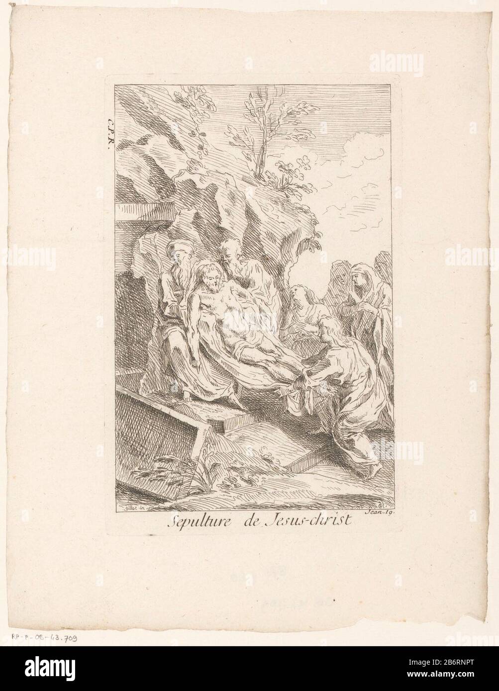 Graflegging van Christus Sepulture de Jesus-christus (titel op object) Leven en passie van Christus (serietitel) La Vie de NS Jesus C (serietitel) Grablegung der ChristusSepultur de Jesus-Christus (Titelobjekt) Leben und Passion Christi (Serientitel) La Vie de N.S. Jesus C. (Serientitel) Objekttyp: Bild Artikelnummer: RP-P-ob-43.709Katalogisreferentie: IFF 18e siècle 750 Aufschriften / Marken: Sammlermarke, Verso, gestempelt: Lugt 2228 Hersteller: Druckerhersteller Gabriel Huquier (denkmalgeschütztes Gebäude) Druckerhersteller Jacques Gabriel Huquier (möglich) zur Gestaltung: Claude Gillot (Gebäude aufgeführt) Publi Stockfoto