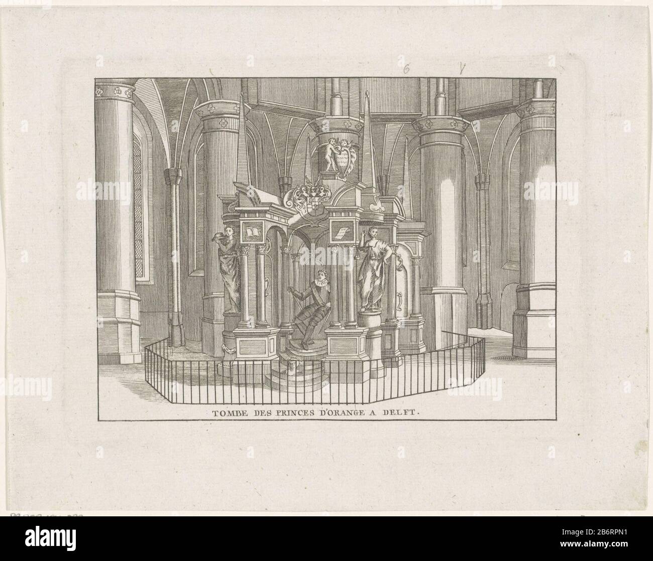 Graftombe van Willem I, prins van Oranje, 1623 Grabmal von William I. in der Nieuwe Kerk in Delft, 1623 fertiggestellt. Herstellung Vervaardiger: Druckmaschine: Jacobus Harrewijn Herstellung: Niederlande Datum: 1682 - 1732 Physikalische Eigenschaften: Ätzmaterial: Papiertechnik: Ätzmaße: Plattenkante: H 154 mm × W 212 mmToelichtingDe hier angeführte Titel bezieht sich auf den höchsten erhaltenen Titel des Themas, nicht unbedingt auf den Titel, der auf dieser Show Dragt dargestellt hat. Betrifft: Grabbau, monumentales Grabinnere der kirchlichen historischen Person (WILLIAM I., Fürst von Orange-N Stockfoto