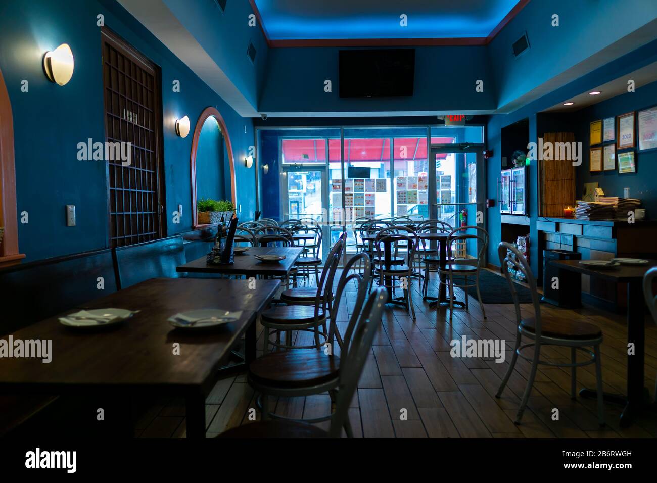 Boston MA USA - ca. märz 2020 - Double Chin Modern Asian Restaurant in Boston Chinatown Stockfoto