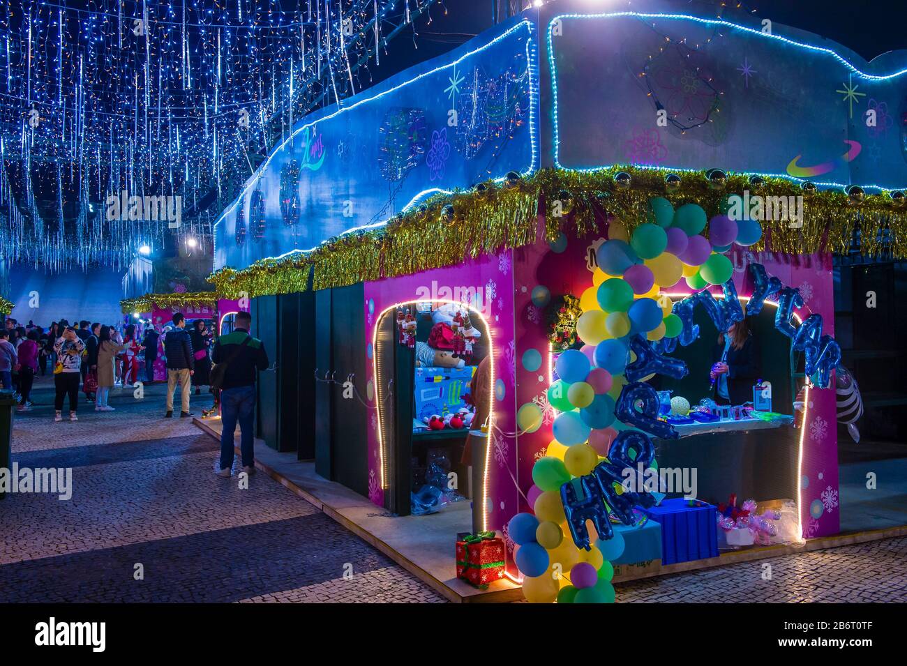 Der Weihnachtsmarkt am Tap Seac Square in Macau Stockfoto