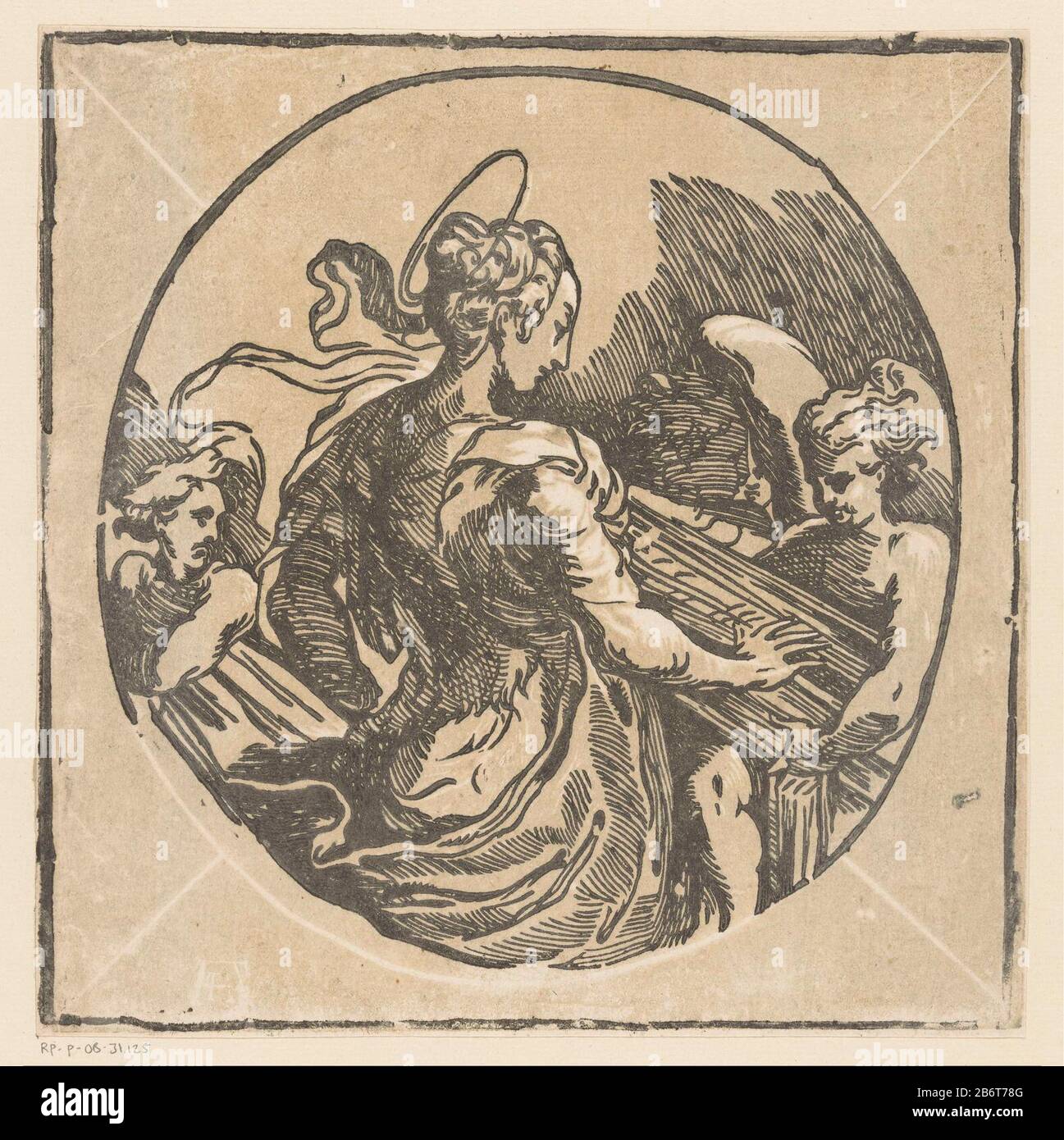 Die Heilige Cecilia musicerend Die heilige Cecilia, die ein Schlüsselinstrument spielt und von engelen umgeben ist. Hersteller : Druckerhersteller Antonio da Trento (möglich) zu entwerfen: Parmigianinouitgever: Andrea Andreani (denkmalgeschütztes Eigentum) Ort Herstellung: Italien Datum: 1568 - 1629 Körperliche Merkmale: Chiaroscuro Holzschnitt in schwarz und braun; gedruckt ein Holz-Linienblock und ein Holz-Tonblock Material: Papiertechnik: Chiaroscuro-Holzschnitt Abmessungen: Blatt: H 250 mm × W 246 mm Betreff: St. Cecilia als Bevormundung von Musikgelb Stockfoto