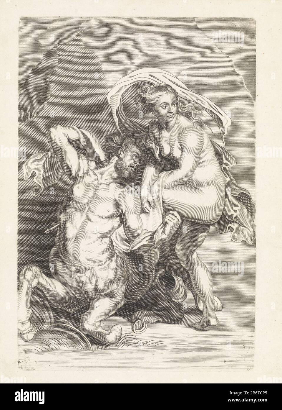 Herkules doodt Nessus Het tekenboek van Peter Paul Rubens (serietitel) Der Zentaur Nessus wurde von Herkules Deianira erschossen, als er versucht zu rauben. Er steht am Ufer des Flusses und nimmt sie auf den Rücken. Der Pfeil, der aus seinem borst herausragt. Hersteller : Druckerhersteller Paulus Pontiusnaar Design: Peter Paul Rubens Ort Herstellung: Antwerpen Datum: 1616 - 1657 Physische Merkmale: Fahrzeugmaterial: Papiertechnik: Enra (Druckverfahren) Abmessungen: Plattenkante: H 330 mm × W 223 mm Betreff: Hercules schießt Nessus, den Zentaur, der Versucht Deianira abzutragen Stockfoto