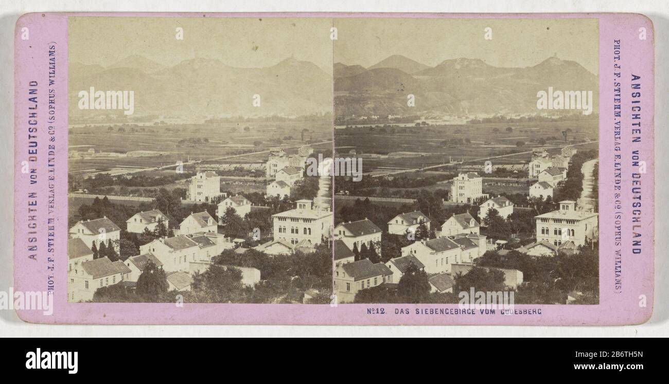 Het Zevenbergte bij Bad Godesberg das Siebengebirge vom Godesberg (titel op object) Ansichten von Deutschland (serietitel op object) Die Sieben Berge in Bad Godesbergdas Siebengebirge vom Godesberg (title object) Ansichten von Deutschland (Series title object) Objekttyp: Stereobild Artikelnummer: RP-F13553 / Aufschriften: Brandzeichen: Aufschriften: "No 12 ." Hersteller: Fotograf: Johann Friedrich Stiehm (denkmalgeschütztes Gebäude) Verleger: Linde & Co. (Sophus Williams), E. (denkmalgeschütztes Eigentum) Herstellung: Fotograf: Bad Godesberguitgever: Berlin Datum: Von der Materia Stockfoto