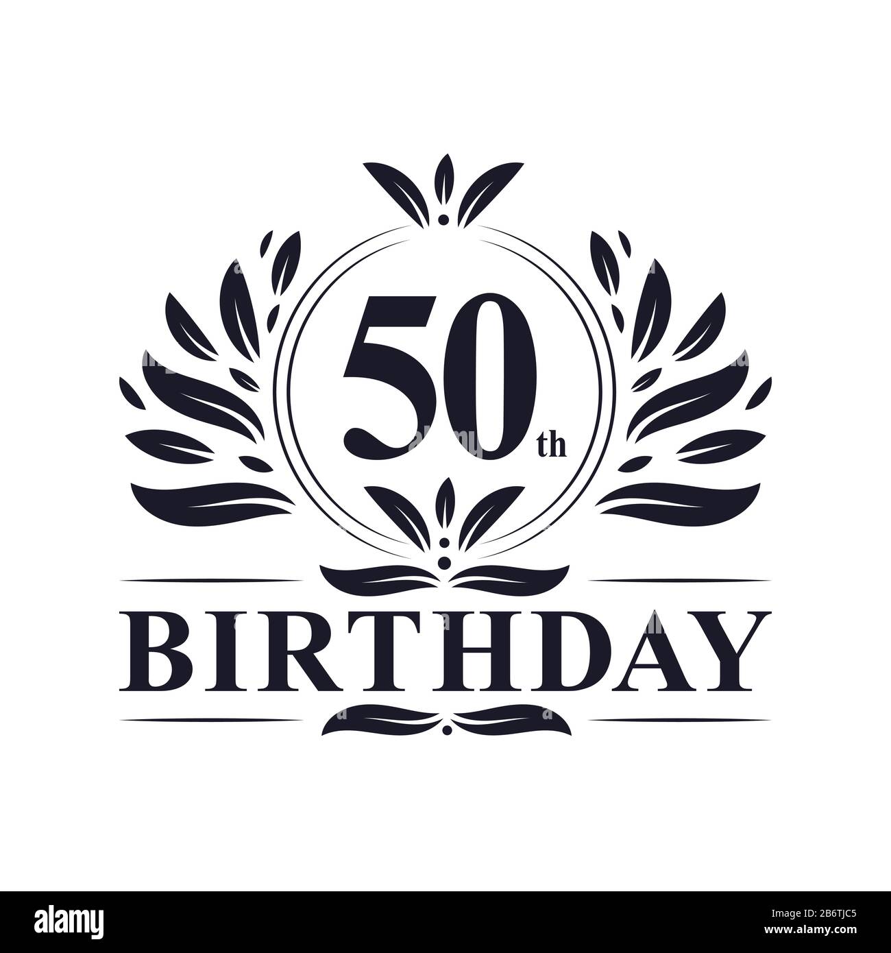 50 Jahre Geburtstags-Logo, luxuriöse Feier zum 50. Geburtstag. Stock Vektor