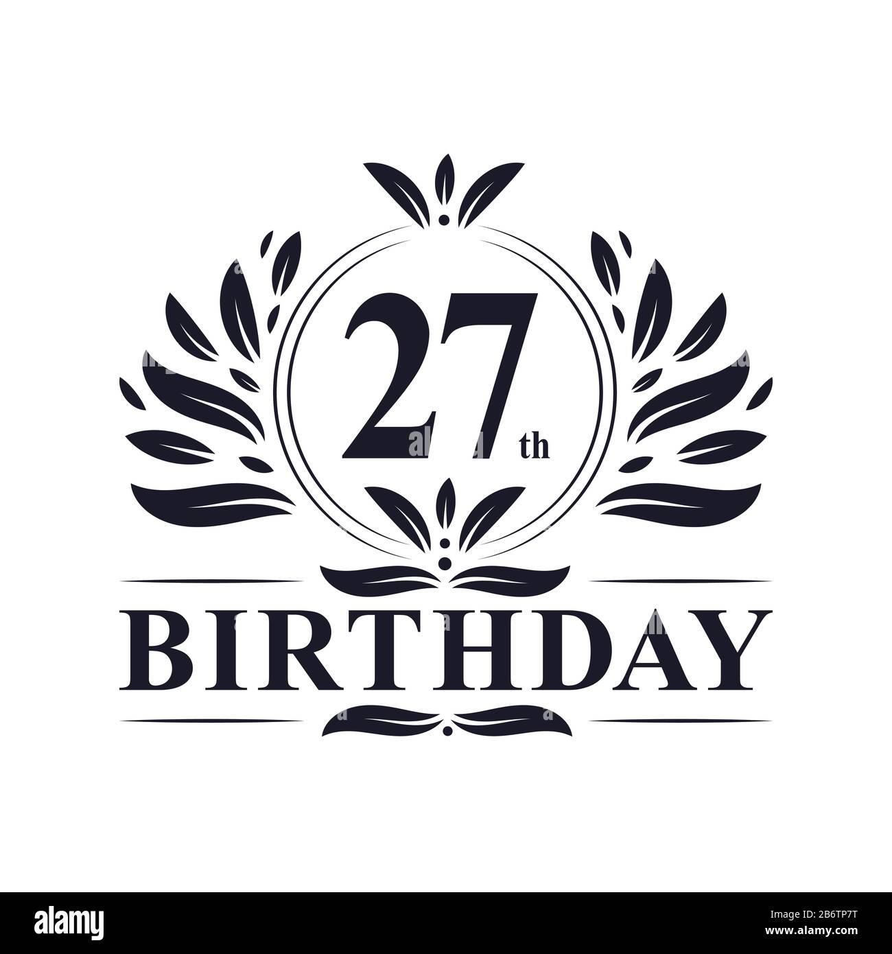 27. Geburtstag, Luxus 27 Jahre Geburtstag Logo Design. Stock Vektor