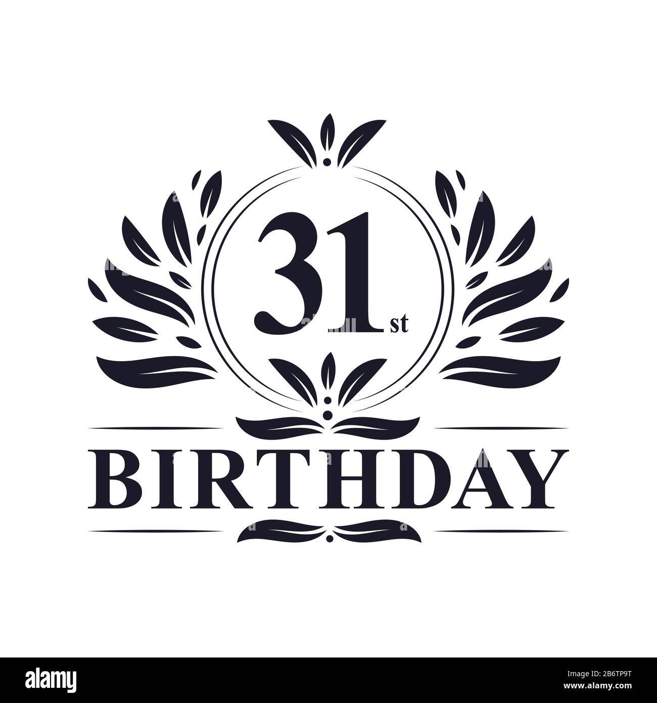 31. Geburtstag, luxuriöses 31-jähriges Geburtstag Logo Design. Stock Vektor