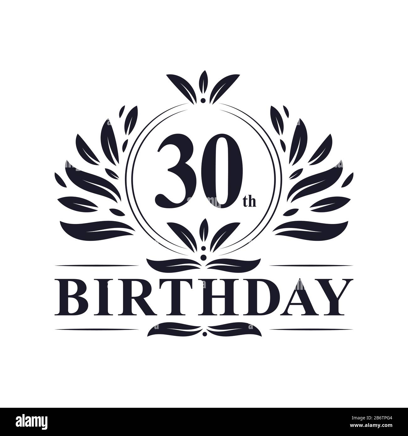30. Geburtstag, luxuriöses 30 Jahre Geburtstag Logo Design Stock