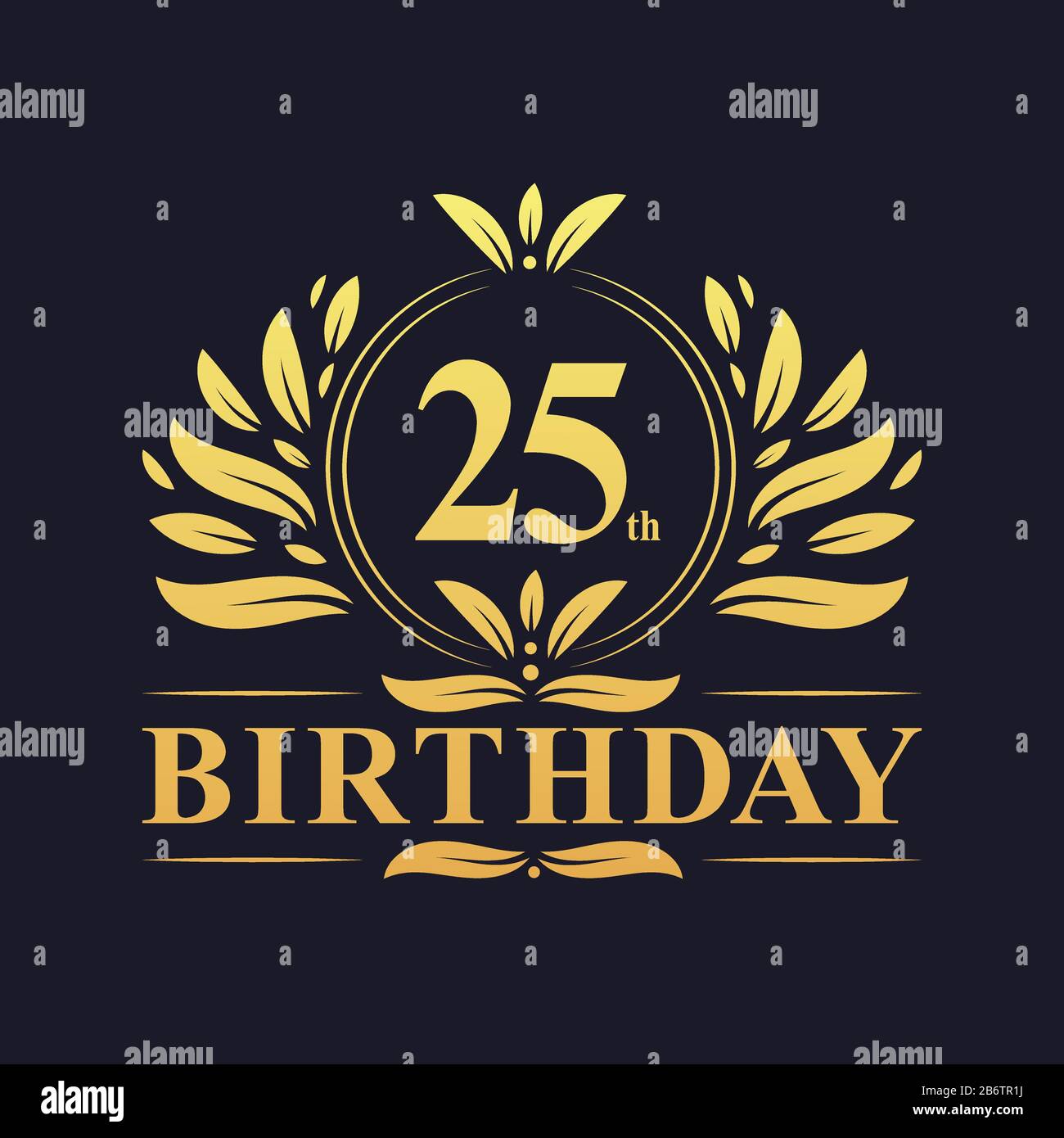 25. Geburtstag Design, luxuriöse goldene Farbe 25 Jahre Geburtstag Feier. Stock Vektor