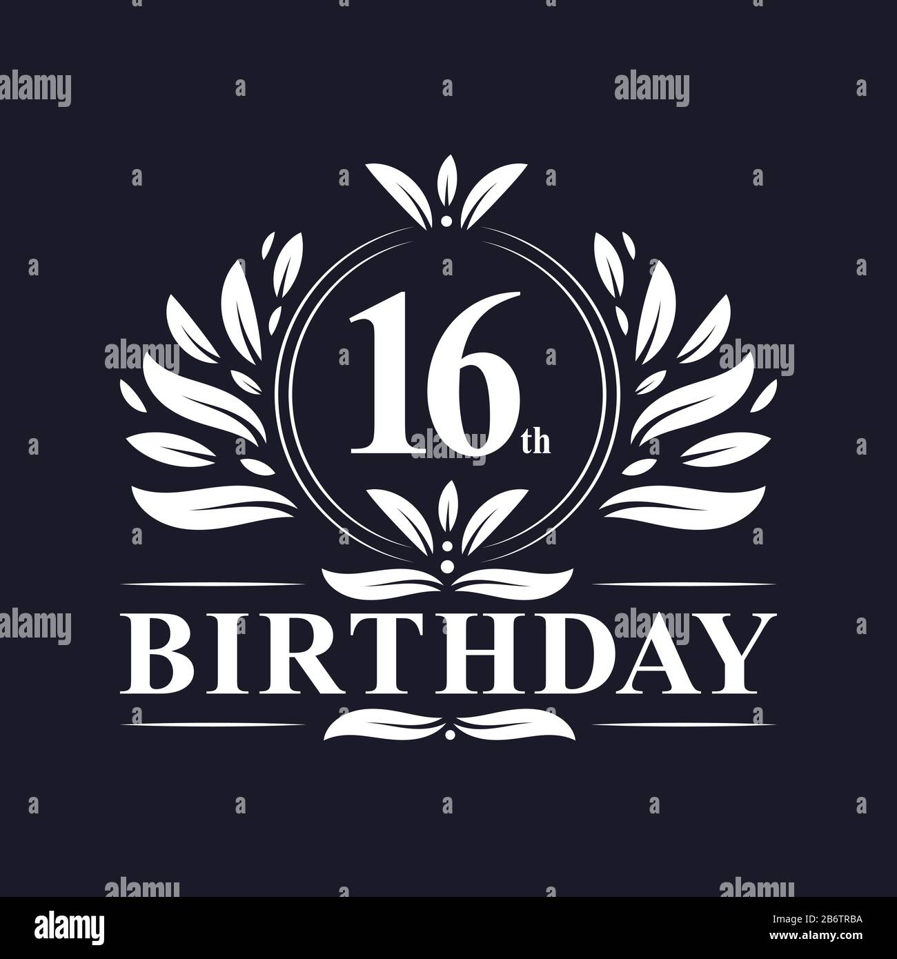 16 Jahre Geburtstags-Logo, luxuriöse Feier zum 16. Geburtstag. Stock Vektor