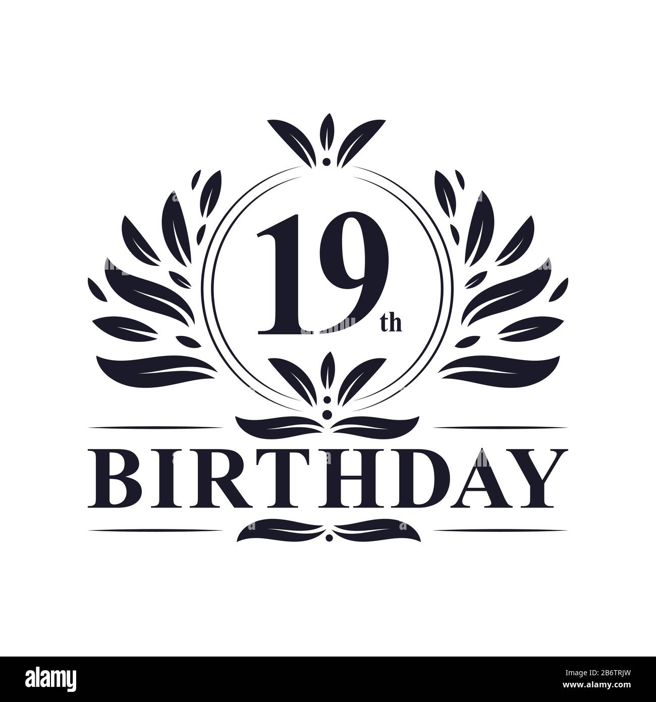 19 Jahre Geburtstags-Logo, Luxus-Design-Feier zum 19. Geburtstag. Stock Vektor