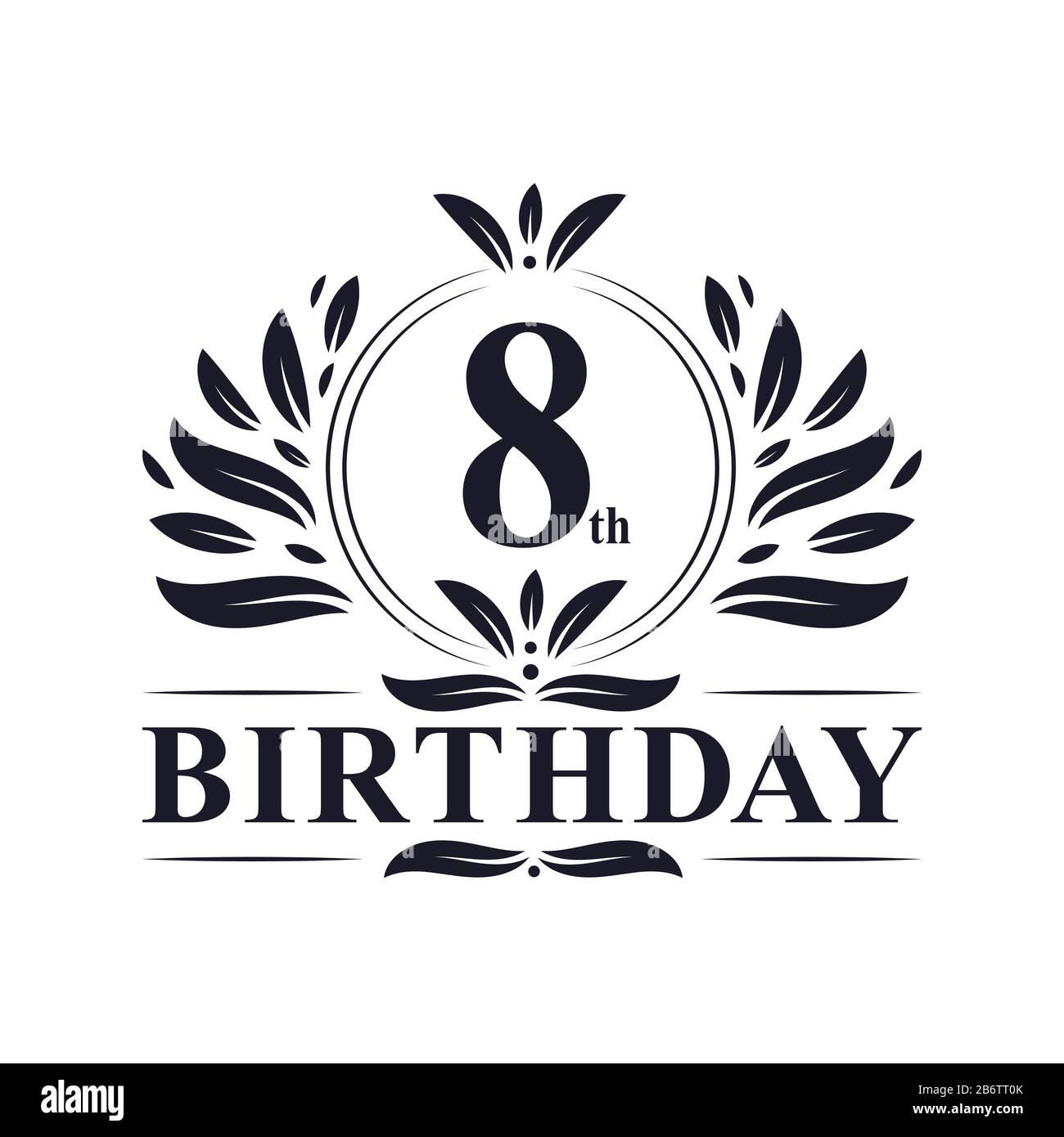 Feier zum 8. Geburtstag, luxuriöses Design mit 8-jähriger Geburtstags-Logo. Stock Vektor