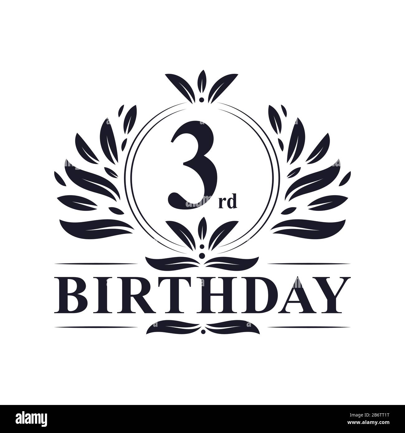 Geburtstag, luxuriöses 3-jähriges Geburtstags-Logo. Stock Vektor