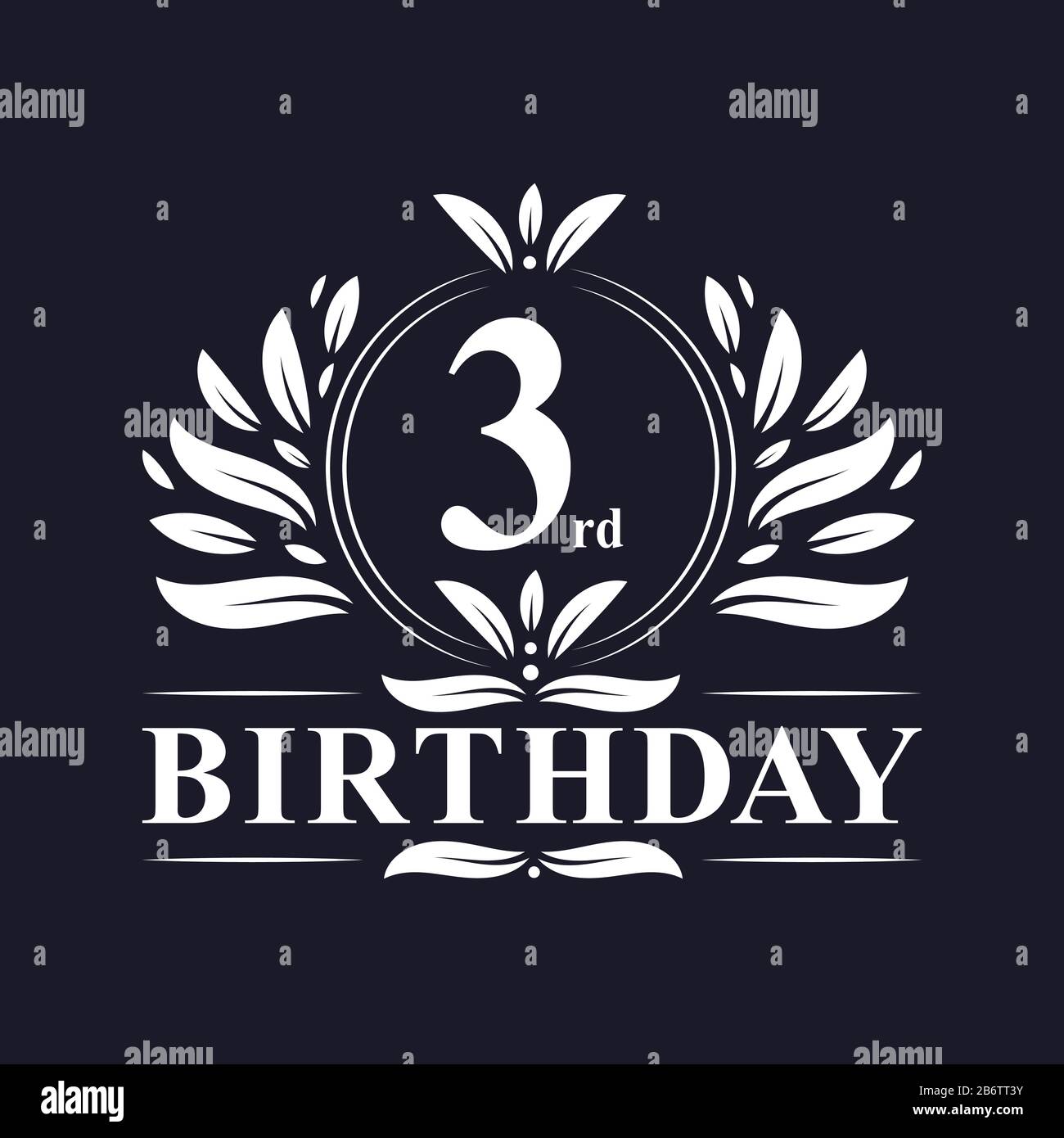 3 Jahre Geburtstags-Logo, Luxus-Design-Feier zum 3. Geburtstag. Stock Vektor