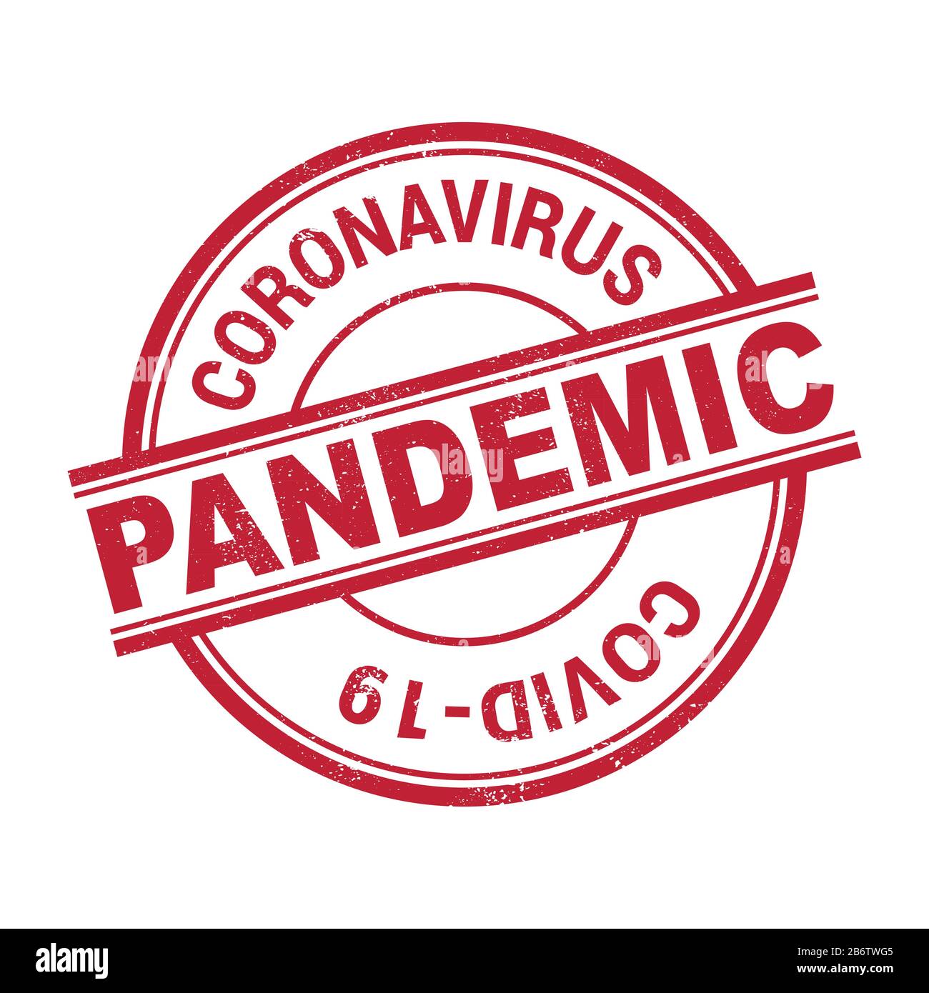 Coronavirus Stempel. Pandemie mit rotem Logo. Cornavirus Kovid19 Alarm. Flaches Design Stock Vektor