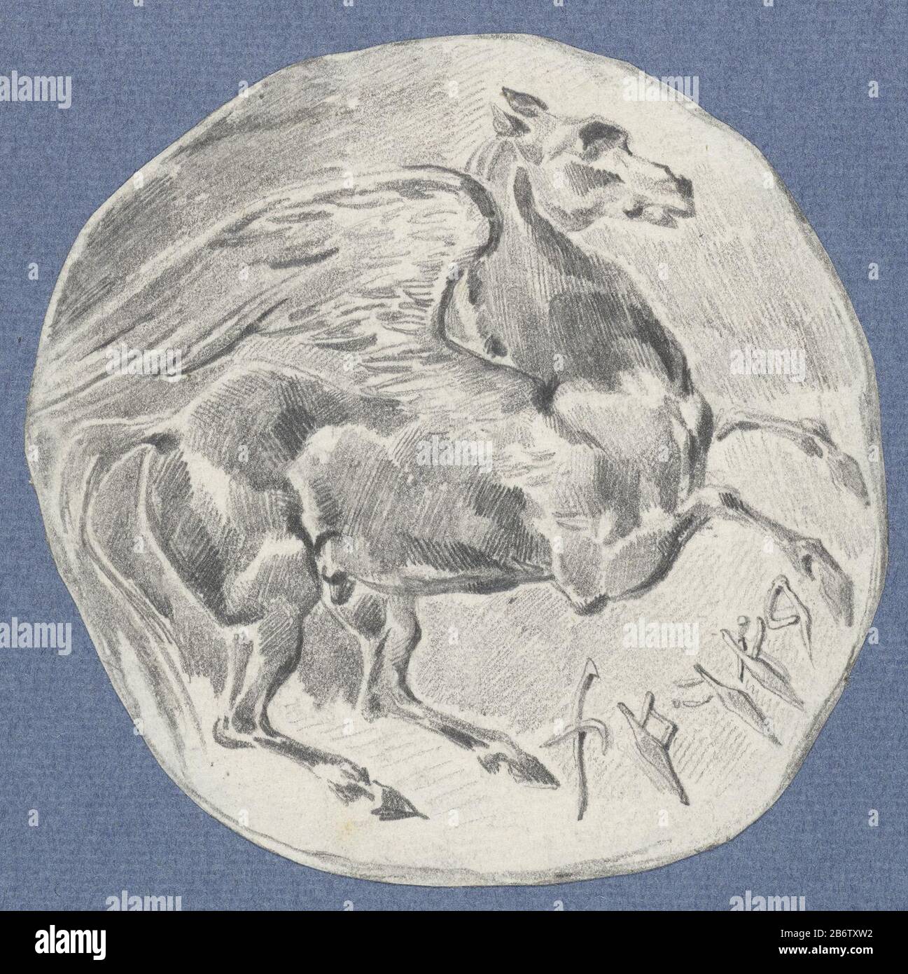 Hoofd van Persephone traf Dubbele aar in het haar, in profiel Bild von der Vorderseite einer großen (karthagischen?) Münze: Der Kopf von Persephone doppelte Spitze in den Haaren, profiel. Hersteller : Künstler Eugène Delacroix (zugeschrieben) Vom: 18250Er Jahre Physikalische Merkmale: Bleistift-Material: Bleistift-Abmessungen: D 110 mm (unregelmäßiger Schnitt) Anmerkungen Anhänger von der Rückseite einer großen (karthagischen?) Münze: Stechprisus mit Aufschrift (inv. Nr. RP-T-1959-139..) . Betrifft: (Geschichte) Proserpina (Persephone, Core), Libera Stockfoto