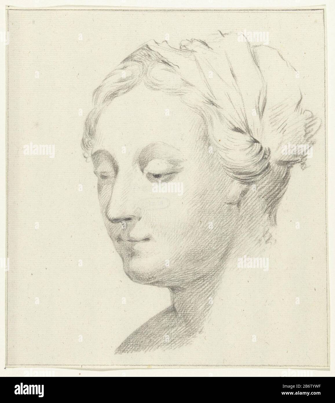 Hoofd van een vrouw Kopf einer Frau Objekttyp: Zeichnung Objektnummer: RP-T 1904-381 Hersteller : Künstler Jean Bernard Datum: 1775 - 1834 Physische Merkmale: Bleistift, schwarzes Kreidematerial: Papierbleistift Kreidemaße: H 208 mm × W 187 mm Stockfoto