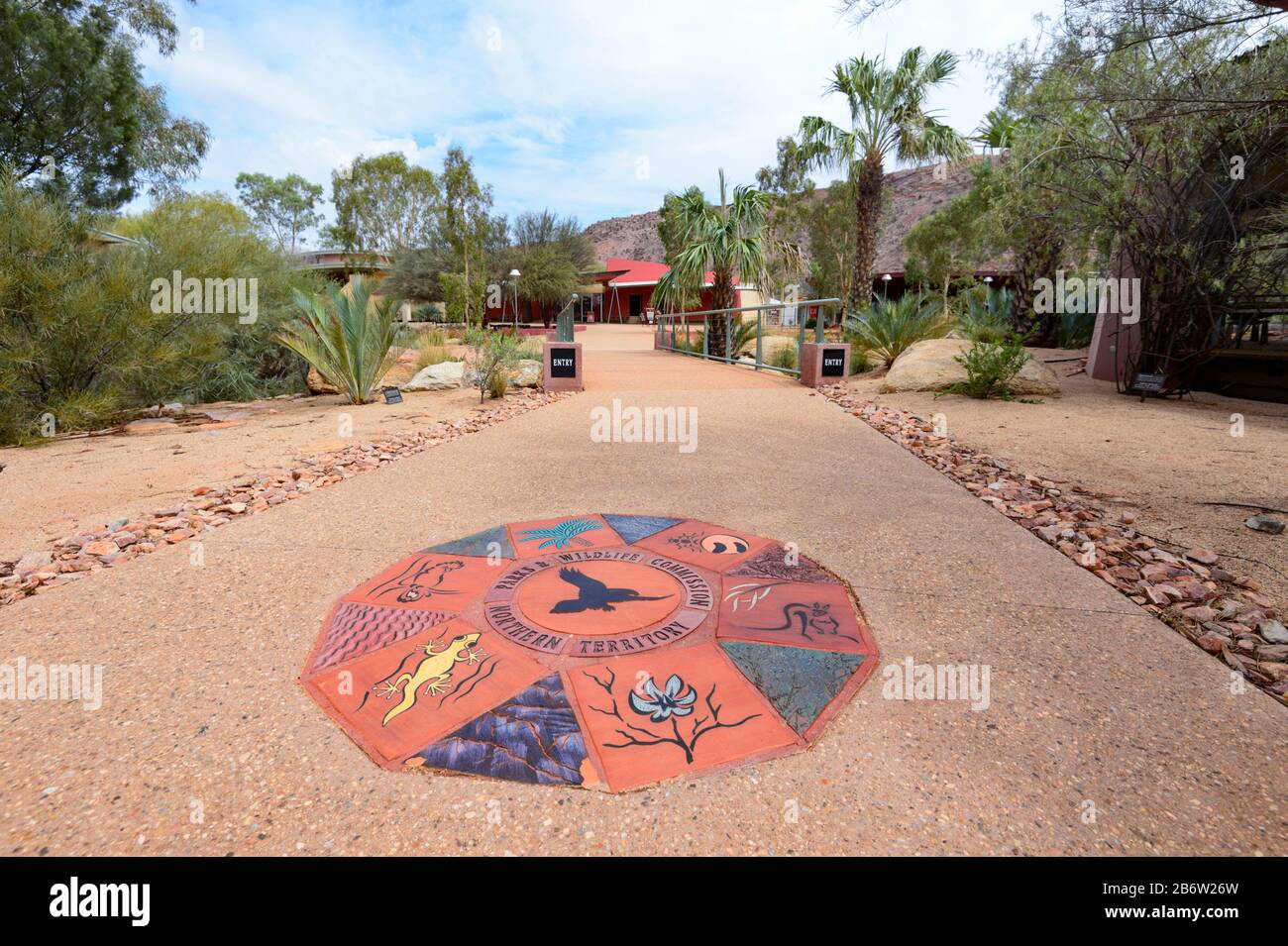 Eintritt in den berühmten Alice Springs Desert Park, Northern Territory, NT, Australien Stockfoto