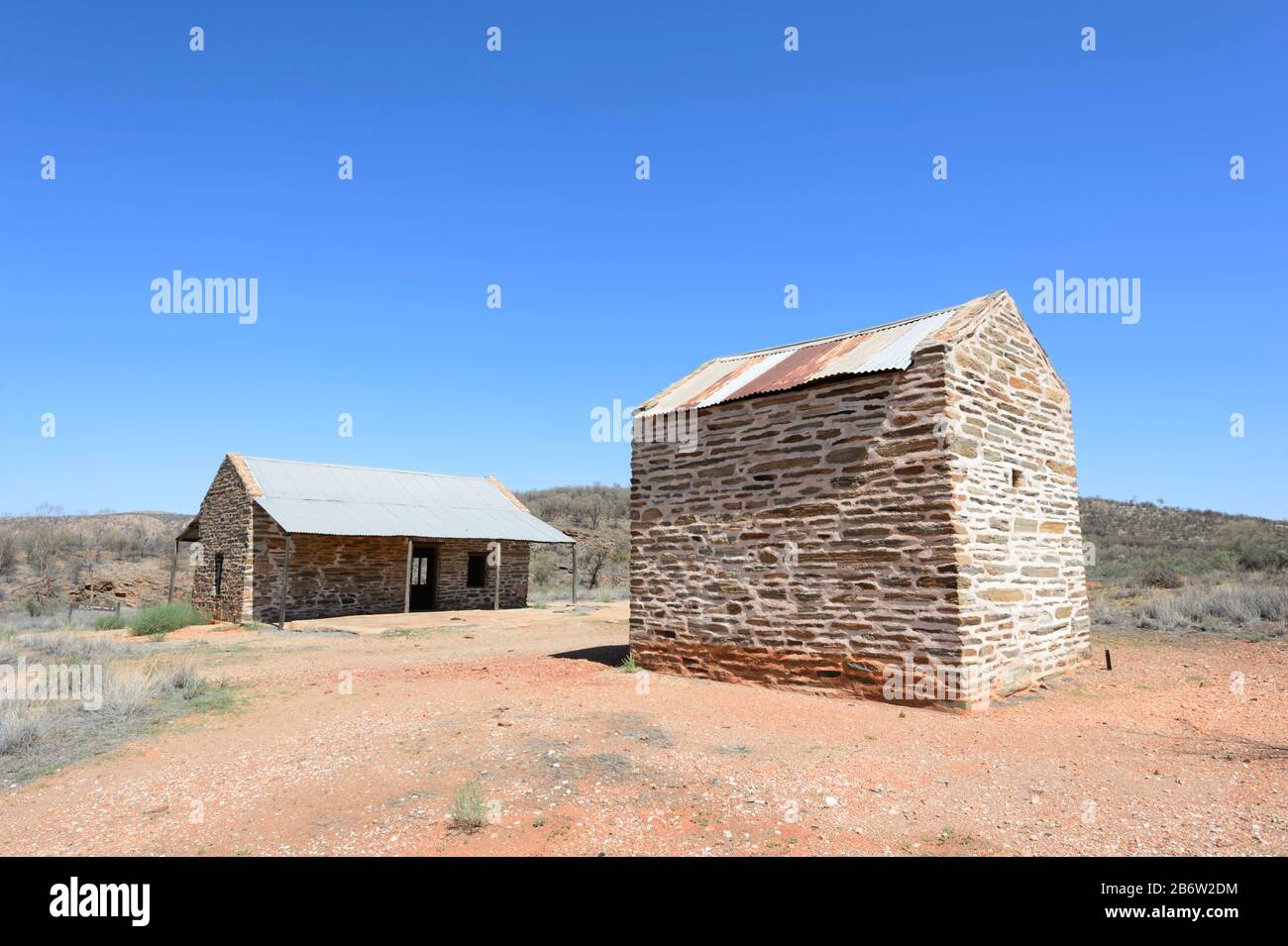 Old Police Station and Jail, Arltunga Historical Reserve, eine einsame Geisterstadt mit Goldrausch in der Nähe von Alice Springs, Northern Territory, NT, Australien Stockfoto