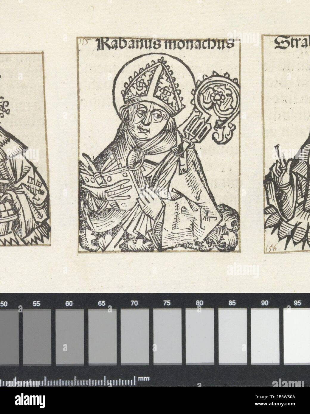 Hrabanus Maurus Rabanus monachus (titel op object) Liber Chronicarum (serietitel) Een bloemkelk met een bisschop. Hie heeft een opengeslagen boek en een kromstaf in zijn handen. De tekst identificeert hem als Hrabanus Maurus. De prent maakt deel uit van een Album. Hersteller: Pretmaker: Michel Wolgemut (Atelier van)prentmaker: Wilhelm Pleydenwurff (Atelier van)Plaats Herstellung: Neurenberg dating: 1493 Physical kenmerken: Houtsnede geplact op Albumblad; tekst in boekdrauk; verso met tekst in boekdrauk Material: Papier mm Teekken: 5 × Stockfoto
