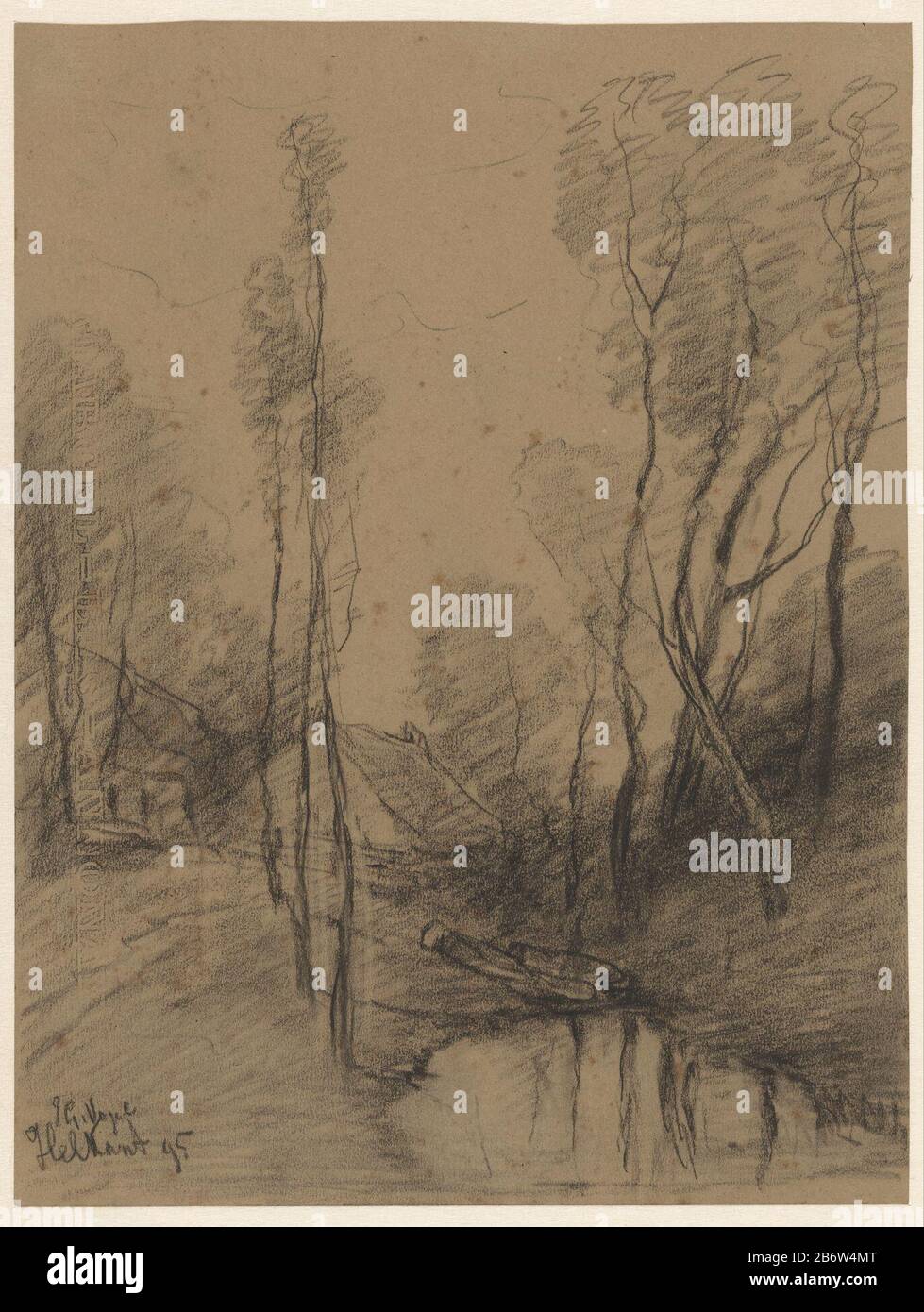 Huizen tussen berkenbomen in Helkant Häuser zwischen Birken in Helkant Objektart: Zeichnung Objektnummer: RP-T 1950-34 Hersteller: Cartoonist John Gijsbert Bird (Listed Property) Ort Herstellung: Helkant dating: 1895 Physische Merkmale: Schwarzes Kreidematerial: Papierkreidemaße: H 308 mm × W 234 mm Betreff: Hof- oder Einzelhaus in Landschaftsnamen von Städten und Dorf: Helkant Stockfoto