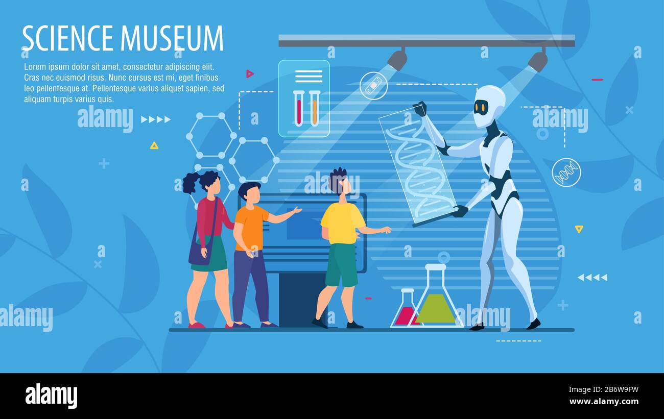 Layout der Landing-Page, Das Zum Science Museum Eingeladen wird Stock Vektor