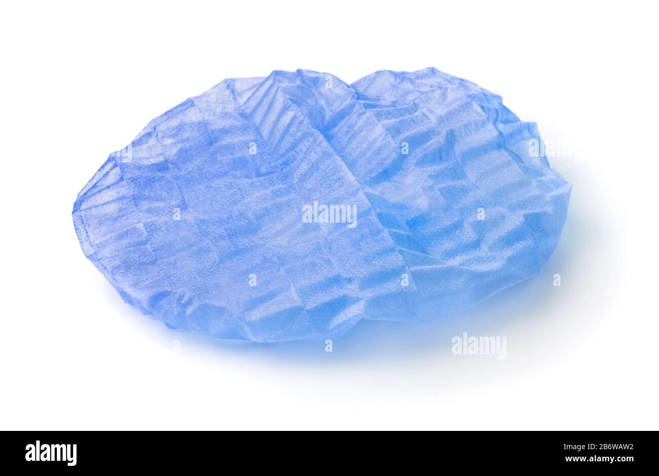 Blaue OP Einweg-Hauben isoliert auf weiss Stockfoto