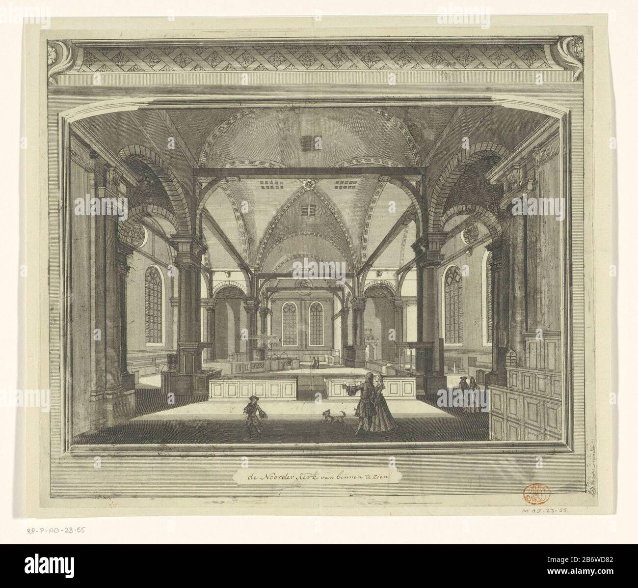 The Hotel is a requirection of the Hotel is a little of the Hotel. The Hotel is a little of the Hotel is a little of Amsterdam. In der Kirche eine Reihe von Figuren und ein Hond. Hersteller : Druckmaschine: Pieter van den Berg Herstellung: Amsterdam Datum: 1694 - 1737 Physikalische Eigenschaften: Ätzung, mit Stift in Braun; Proofing-Material: Papier-Ink-Technik: Ätzung / Stiftabmessungen: Plattenkante: H 300 mm × W 348 mmToelichtingZie RP-P-1878-A-525 für späteren Staat. Betrifft: Kircheninnenraum, wo: Noorderkerkstraat Stockfoto