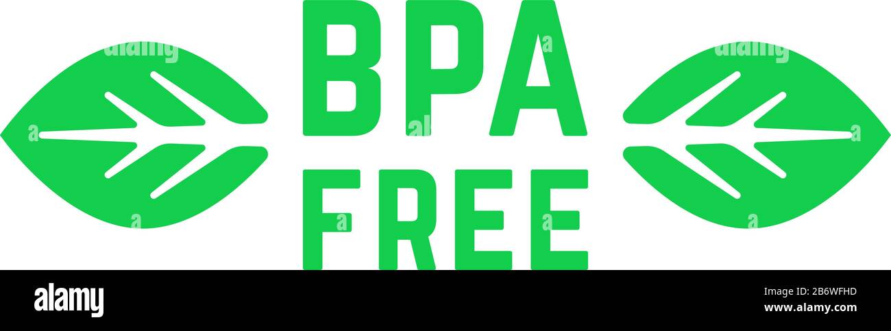 Einfaches grünes bpa-freies Logo mit Blättern Stock Vektor