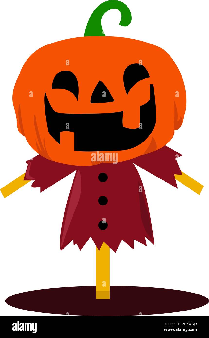 Scarecrow für Garten, Illustration, Vektor auf weißem Hintergrund. Stock Vektor
