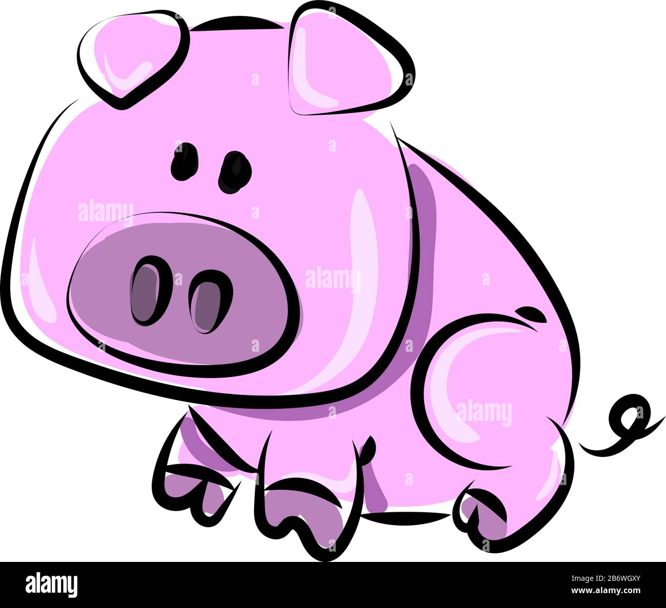 Pink Pig, Illustration, Vektor auf weißem Hintergrund. Stock Vektor