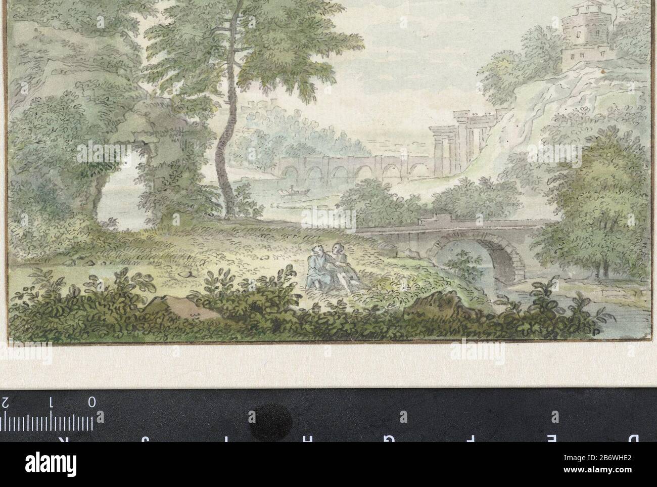 Italiaans Landschap Italian Landscape Objekttyp: Zeichnung Aquarell Objektnummer: RP-T-1933-42 Hersteller: Zeichner: Jacob von Liender dating: 1706 - 1759 Physikalische Merkmale: Wasserfarbe, Stift in grauem Material: Papiertinte Aquarelltechnik: Pinsel / Pen Abmessungen: H 95 mm × W 142 mm Stockfoto