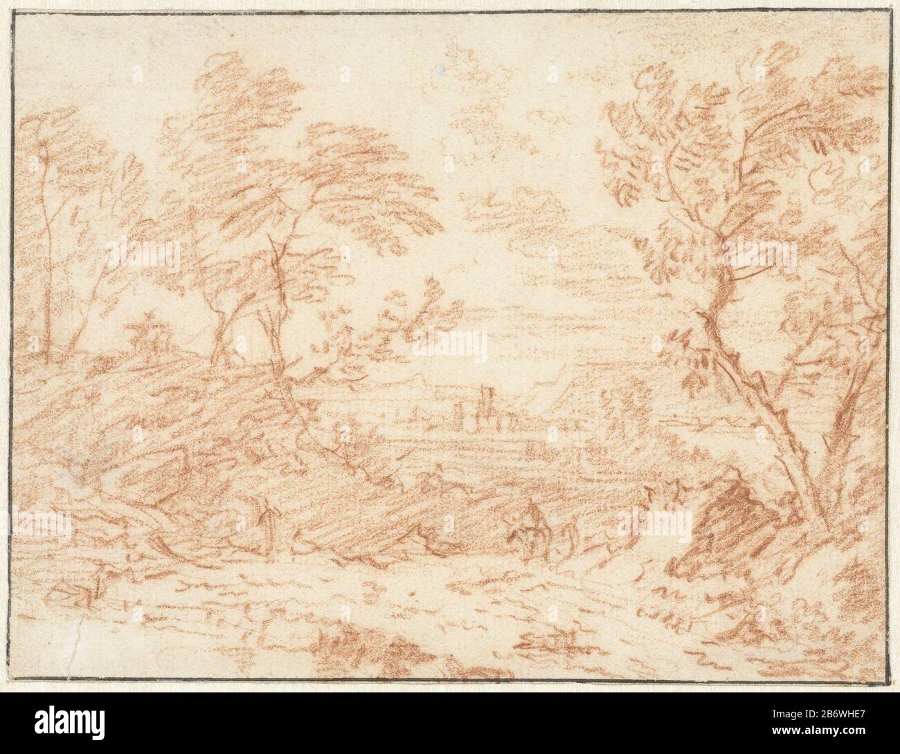 Italiaans Landschap Italian Landscape Objektart: Zeichnung Objektnummer: RP-T 1910-14 Hersteller: Künstler Jan van Huysum dating: CA. 1692 - ca. 1749 Physikalische Merkmale: Rotes Kreidematerial: Kreidemaße: H 95 mm × W 124 mm Stockfoto