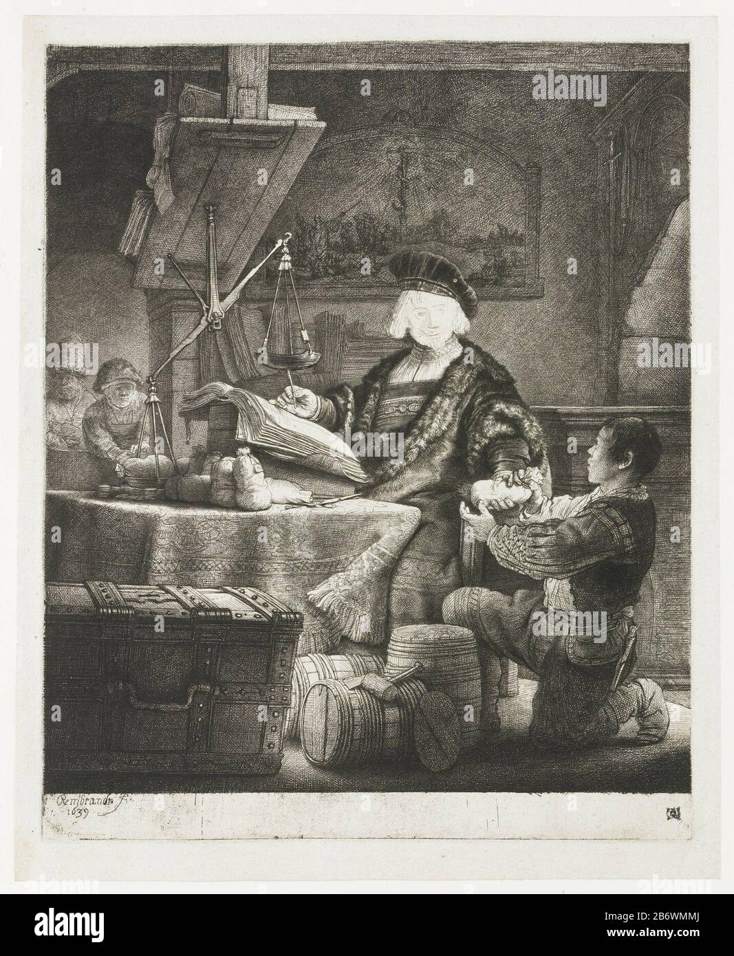 Jan Wtenbogaert De Goudweger Jan Weger WtenbogaertDe Gold Objektart: Picture Item Number: RP-P-1962-108Catalogusreferentie: New Hollstein Dutch 172-1 (3) Bartsch 281-1 (2) Hinweis: 1 (3) Hollstein Dutch 281-1 ( 2) Hinweis: 1 (3) Markierungen / Marken: Unterschrift und unteres Datum Rembrandt. 1639' Sammlermarke unten rechts: Lugt 2849 Sammlermarke, verso oben rechts, Stift und Braun, 'J: Barnard'Lugt 1419 Sammlermarke, verso unten links, Stift und Braun,' G. Walker, edinburgh'Lugt 2546 Sammlermarke, verso rechts: Lugt 2228 Hersteller: Druckmaschine Rembrandt van Rijn (aufgeführt Stockfoto
